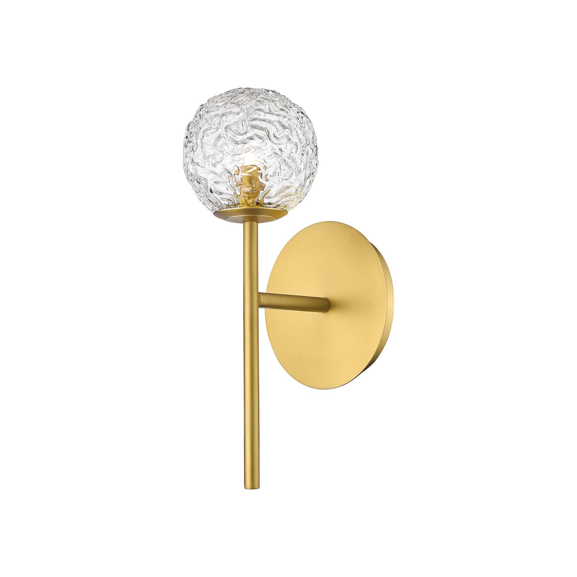 Shown in Brushed Brass finish and Clear shade