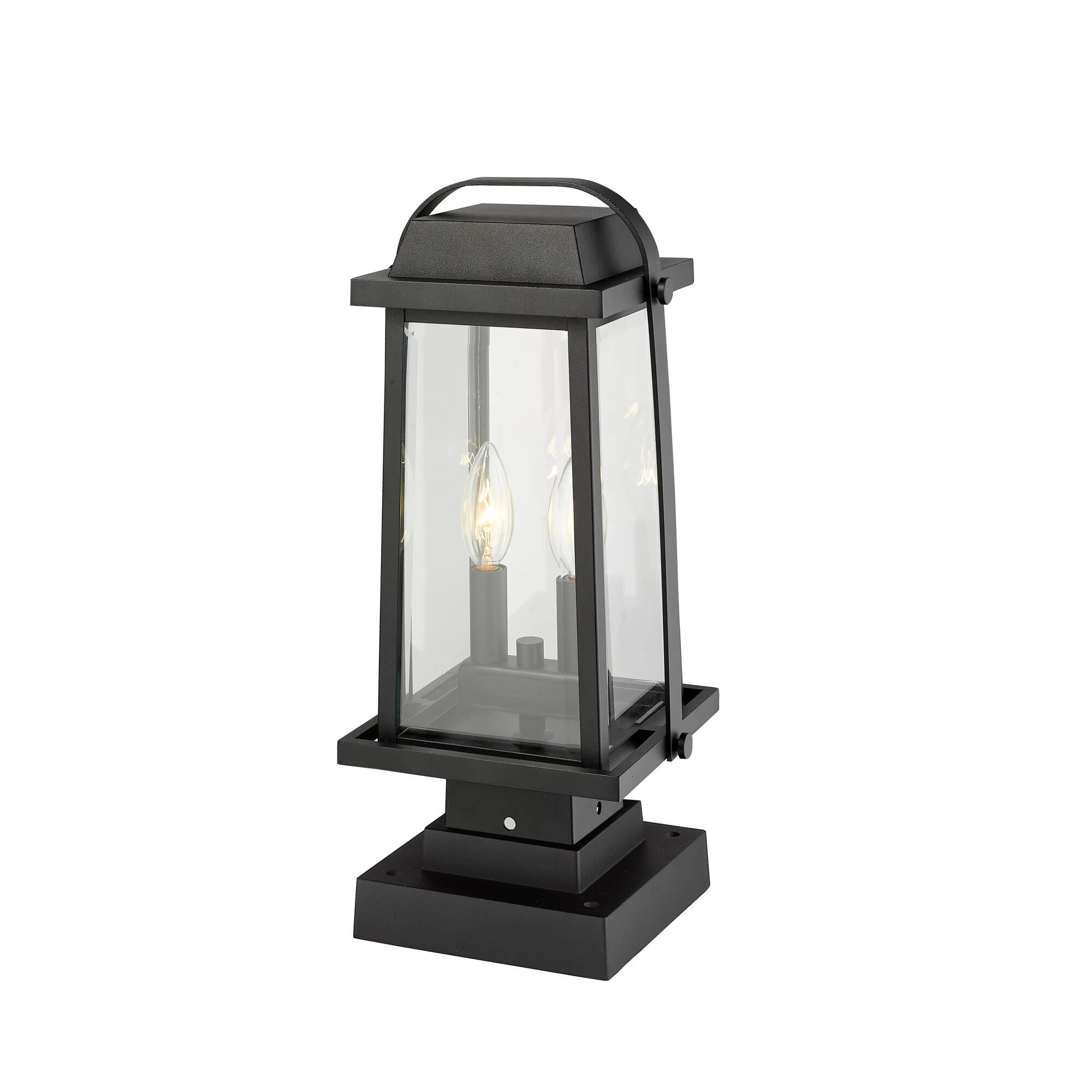Shown in Black finish and Glass shade