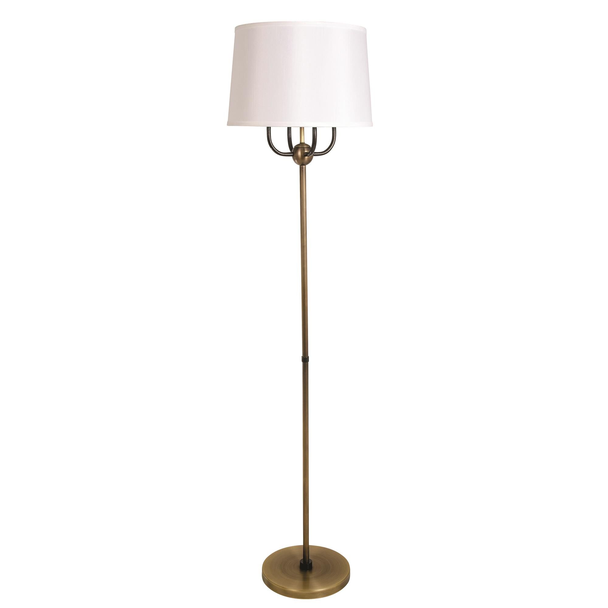 Shown in Antique Brass/Hammered Bronze finish and Fine White Linen /Pn Spider shade