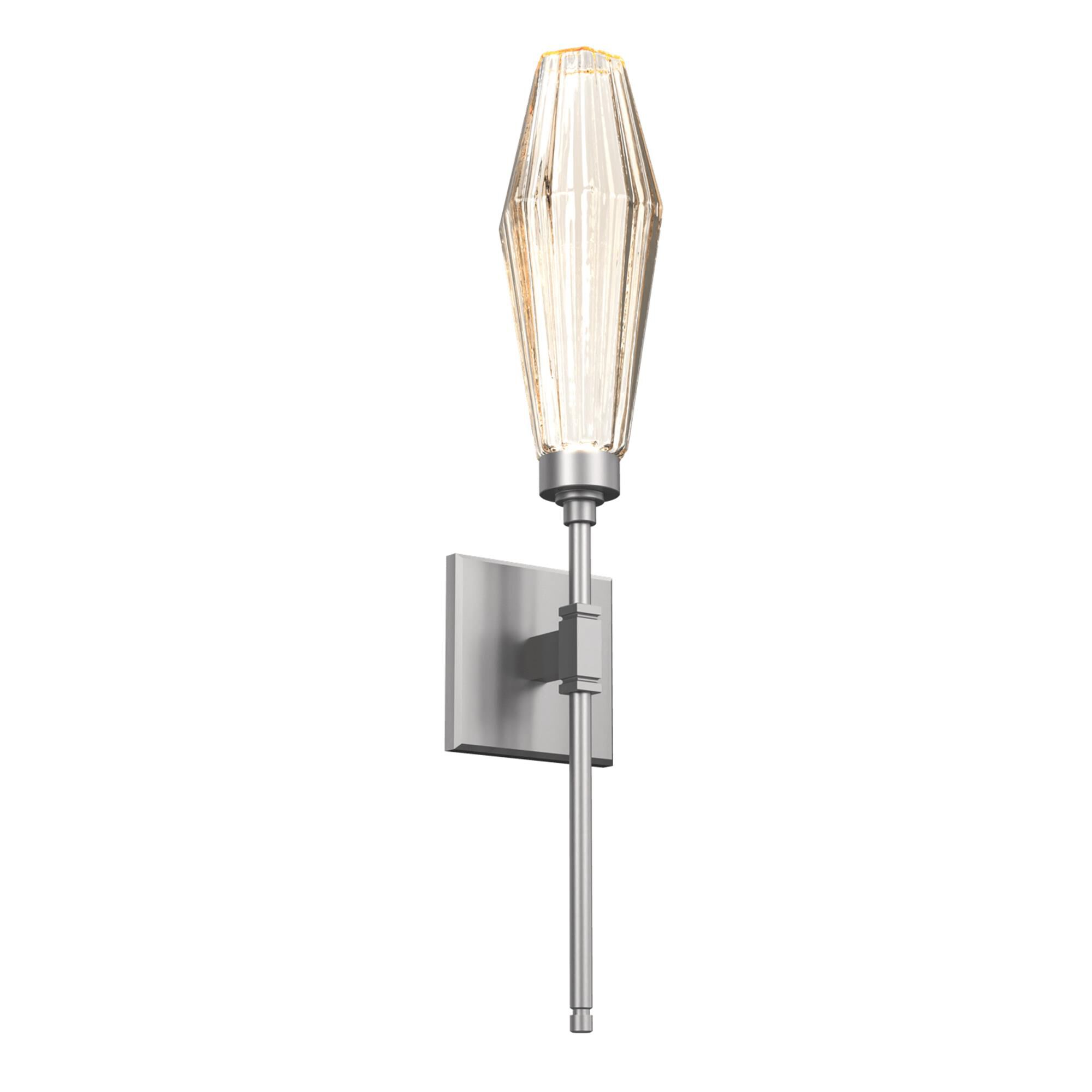 Shown in Classic Silver finish and Optic Rib Amber glass