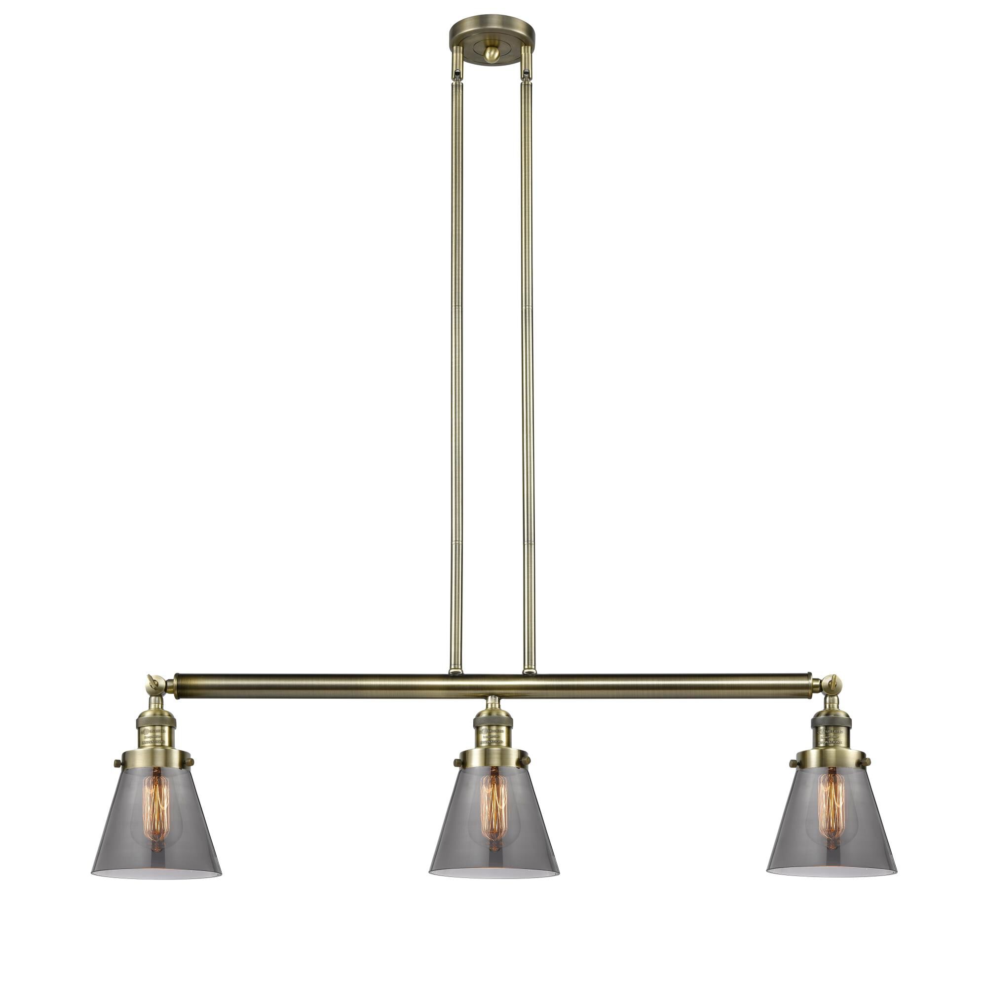 Shown in Antique Brass finish and Smoked glass