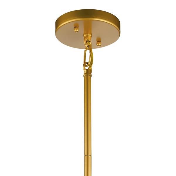 Shown in Classic Gold finish and Satin Etched glass and White Fabric shade