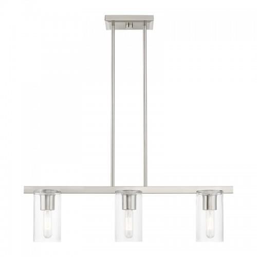 Shown in Brushed Nickel finish and Clear glass