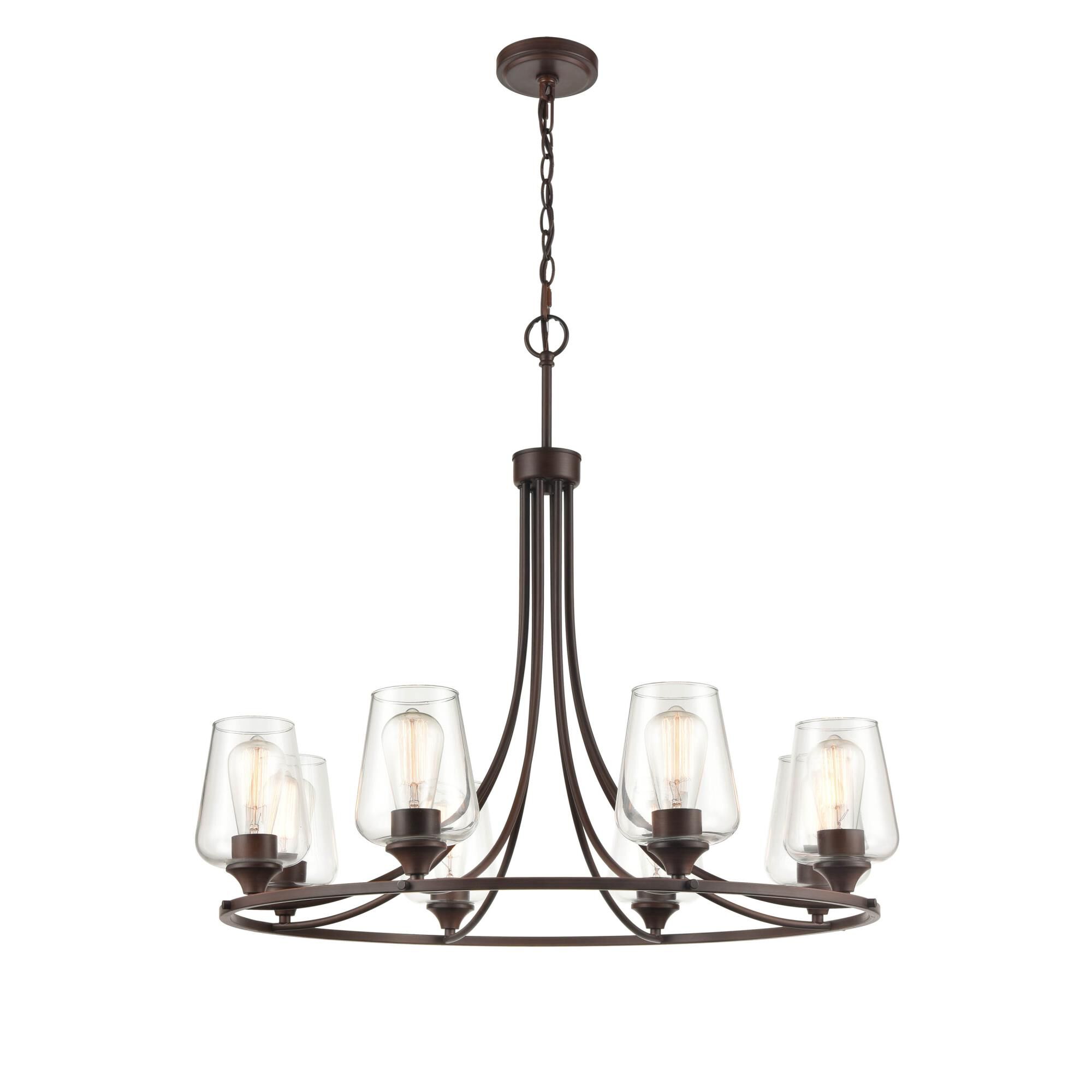 Shown in Rubbed Bronze finish and Clear glass