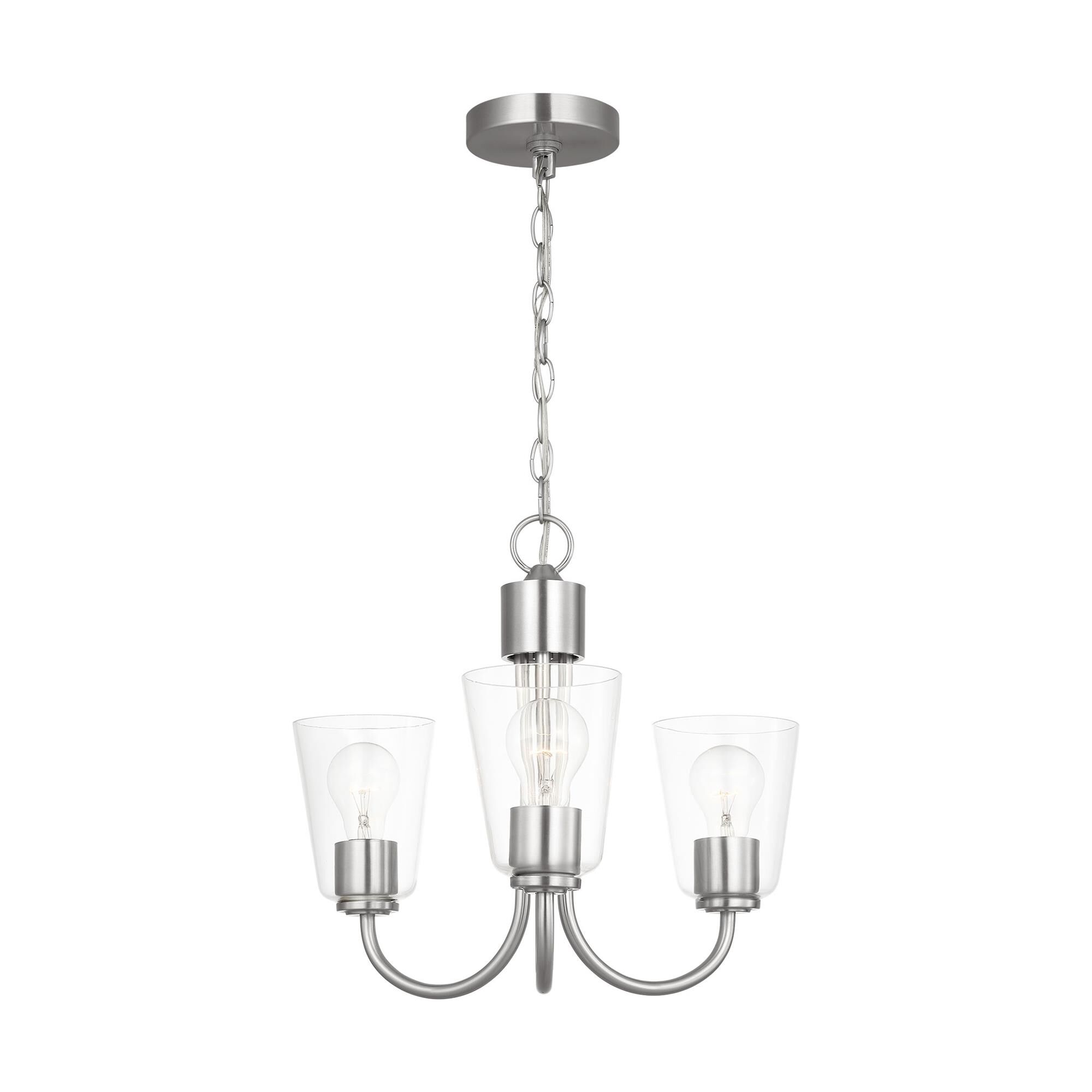 Shown in Brushed Nickel finish and Clear glass