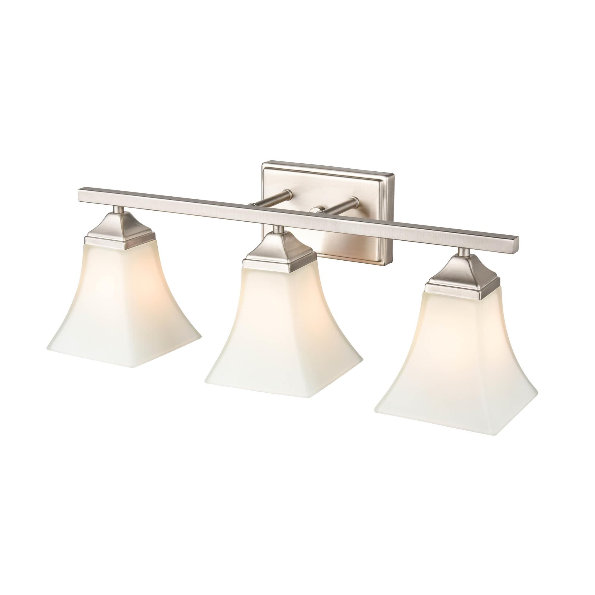 Shown in Brushed Nickel finish and Etched White glass