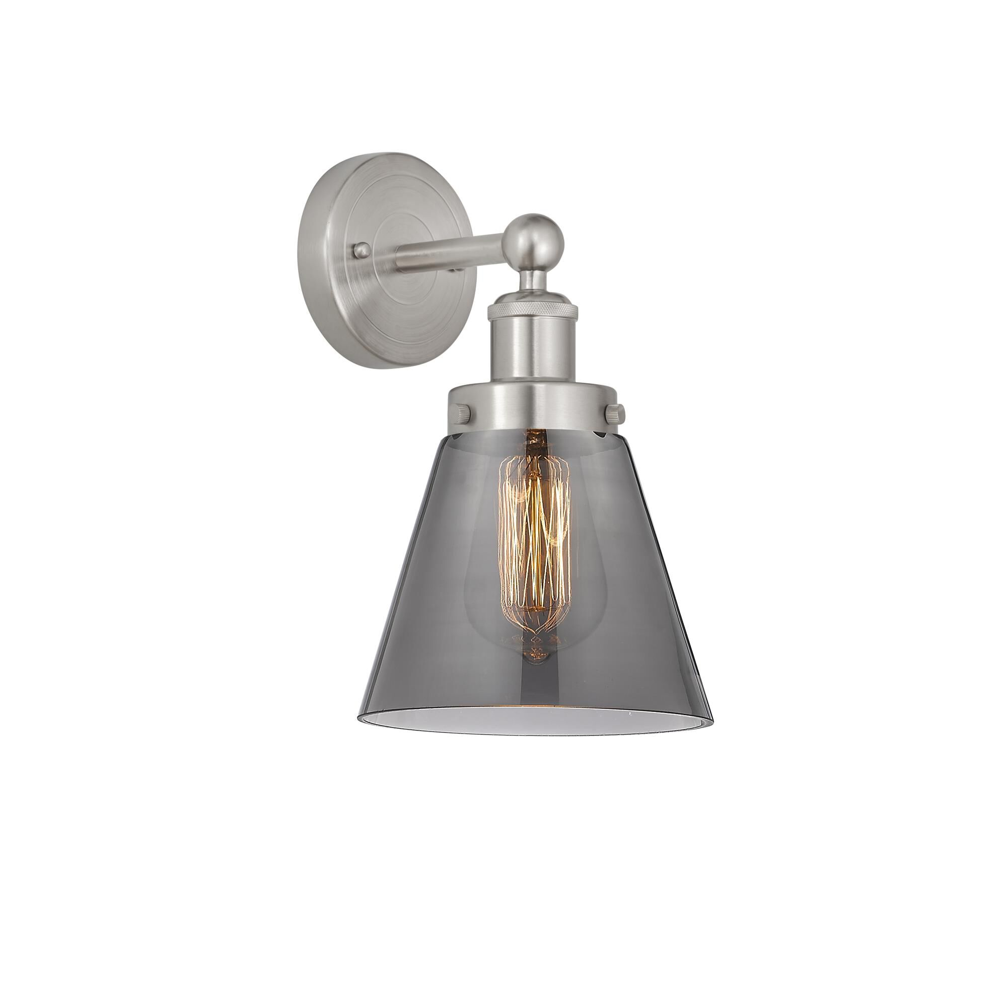 Shown in Brushed Satin Nickel, Plated Smoke finish and Plated Smoke glass and Plated Smoke Glass shade