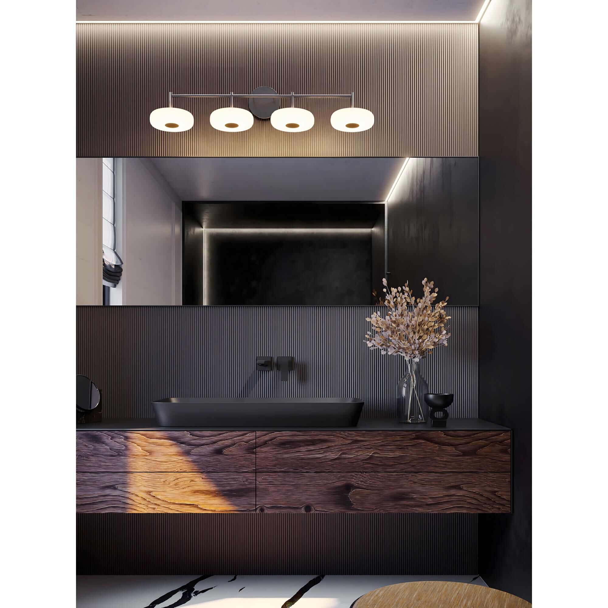 Shown in Satin Nickel finish and White shade