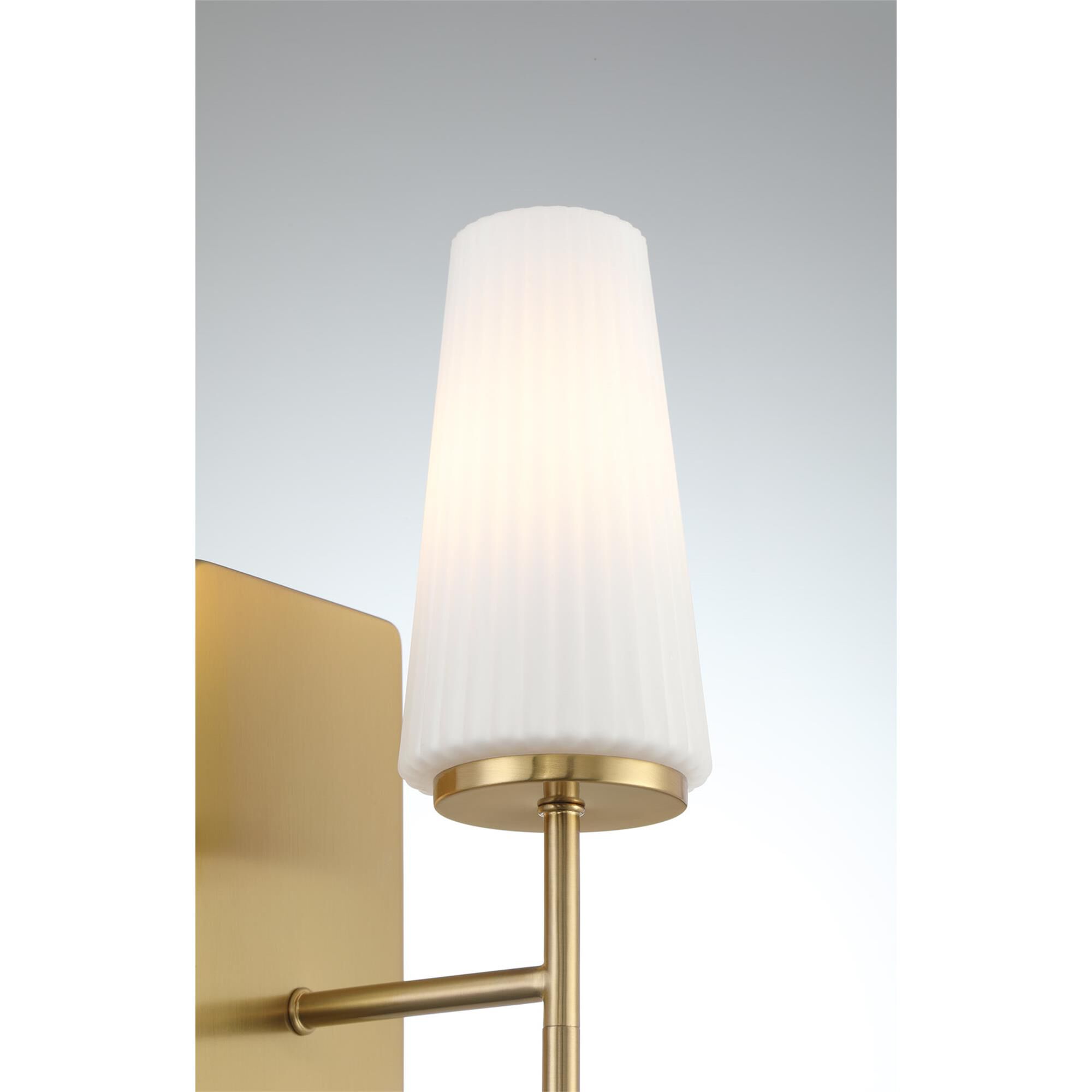 Shown in Natural Brass finish and Fluted White Opal glass