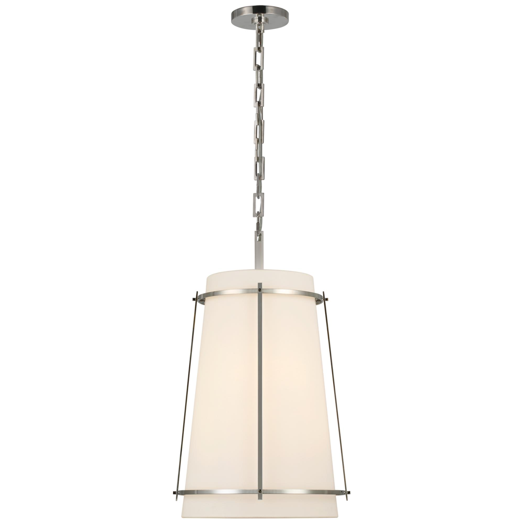 Shown in Polished Nickel finish and Linen shade
