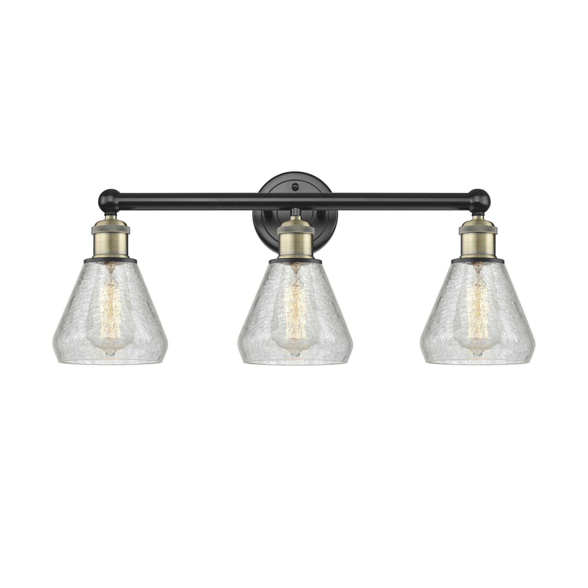 Shown in Black Antique Brass finish and Clear Crackle glass