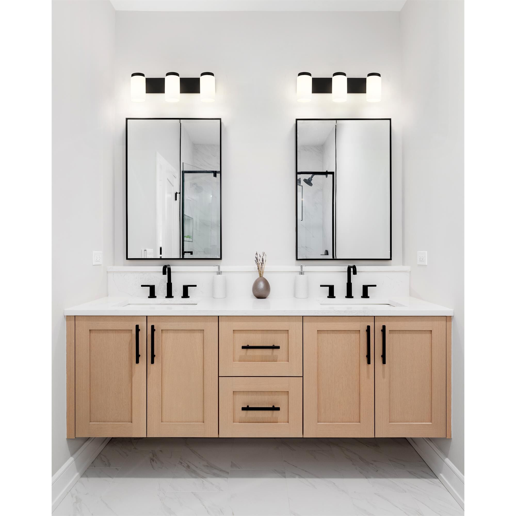 Shown in Matte Black finish and Matte Opal glass and Matte Opal shade