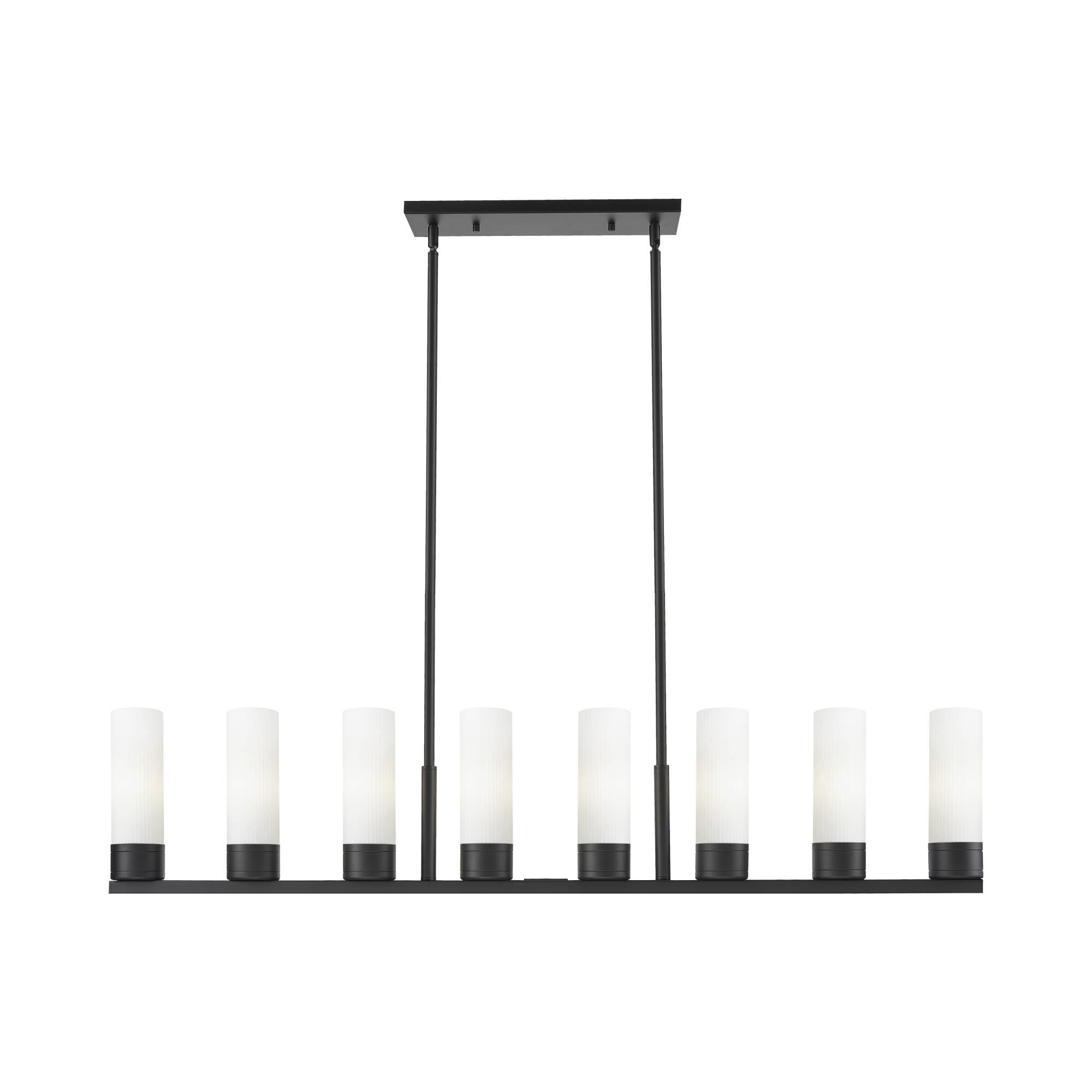 Shown in Matte Black finish and Striped White glass