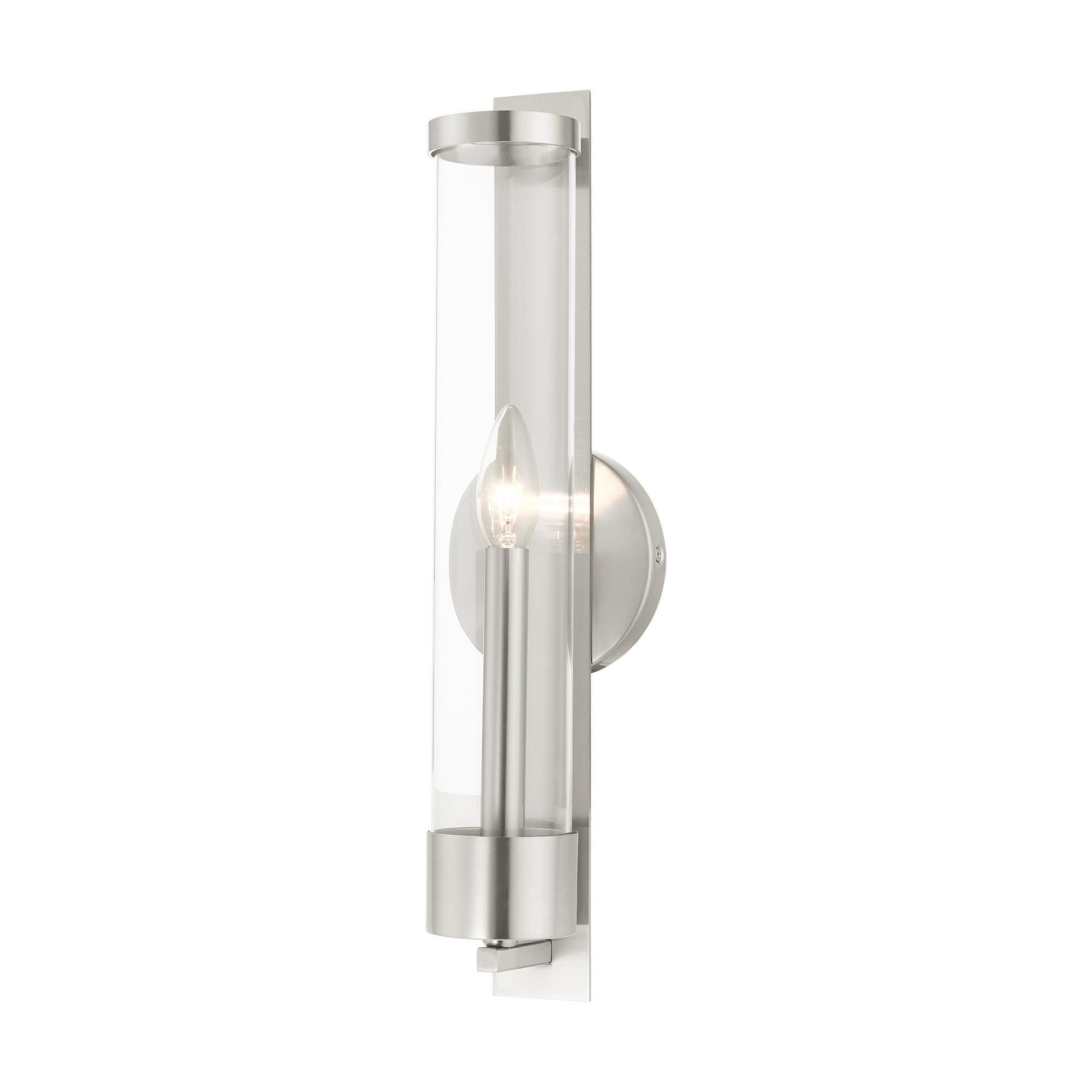 Shown in Brushed Nickel finish and Clear glass and Clear Glass shade