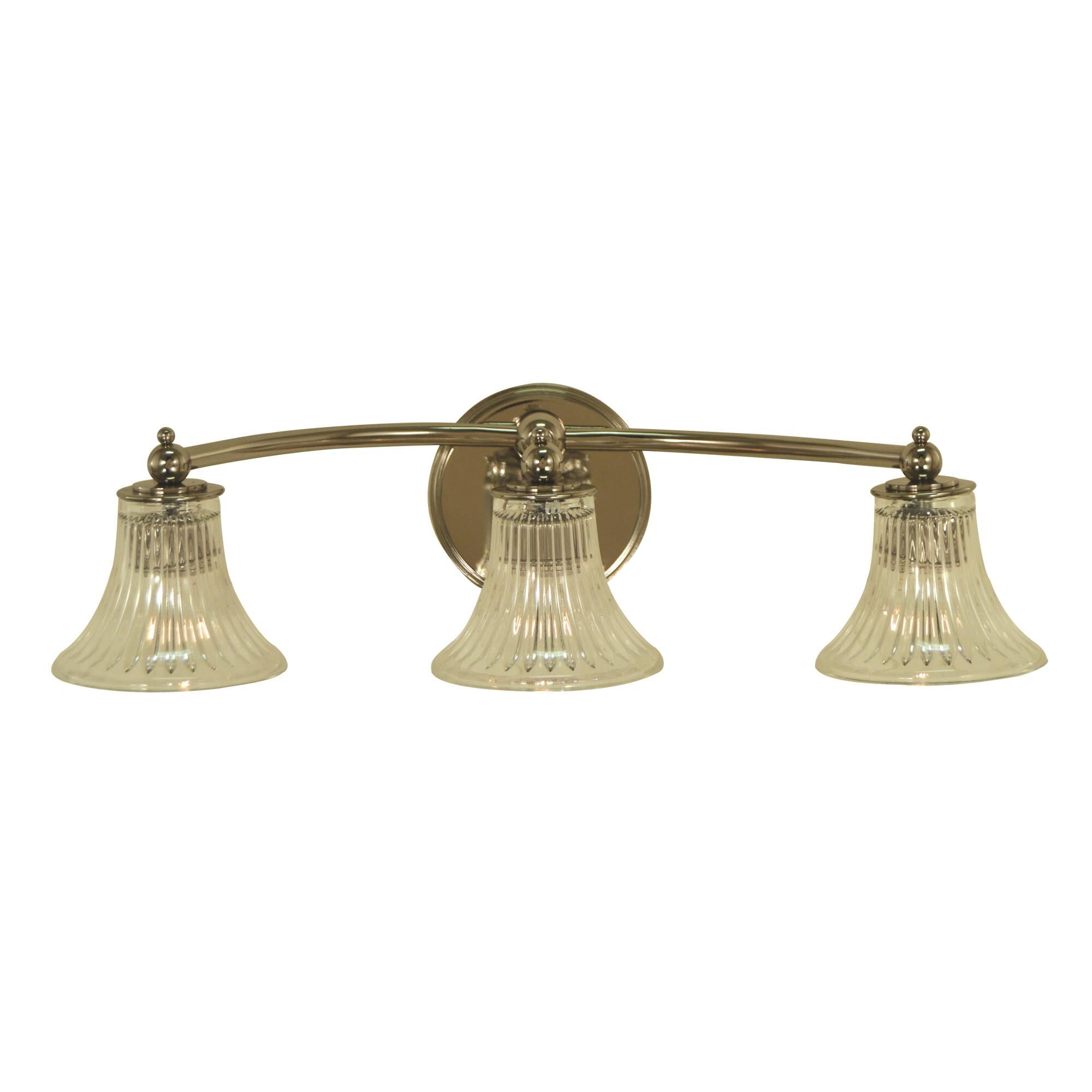 Shown in Polished Nickel finish and Clear Ribbed Glass shade