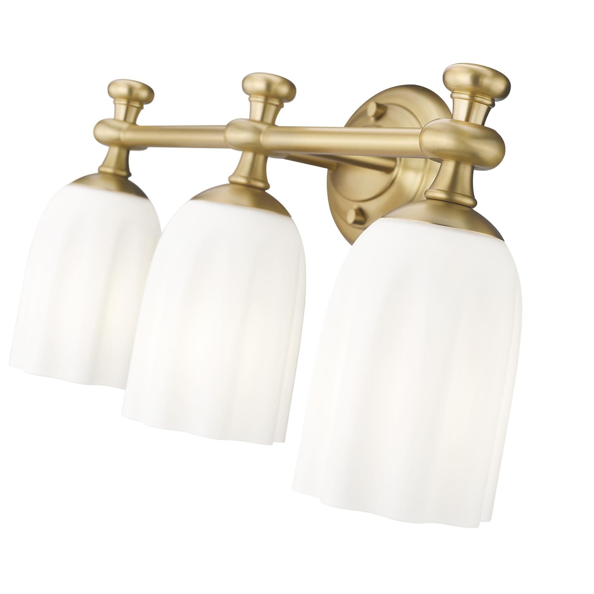 Shown in Modern Gold finish and Opal Etched glass and Opal Etched shade
