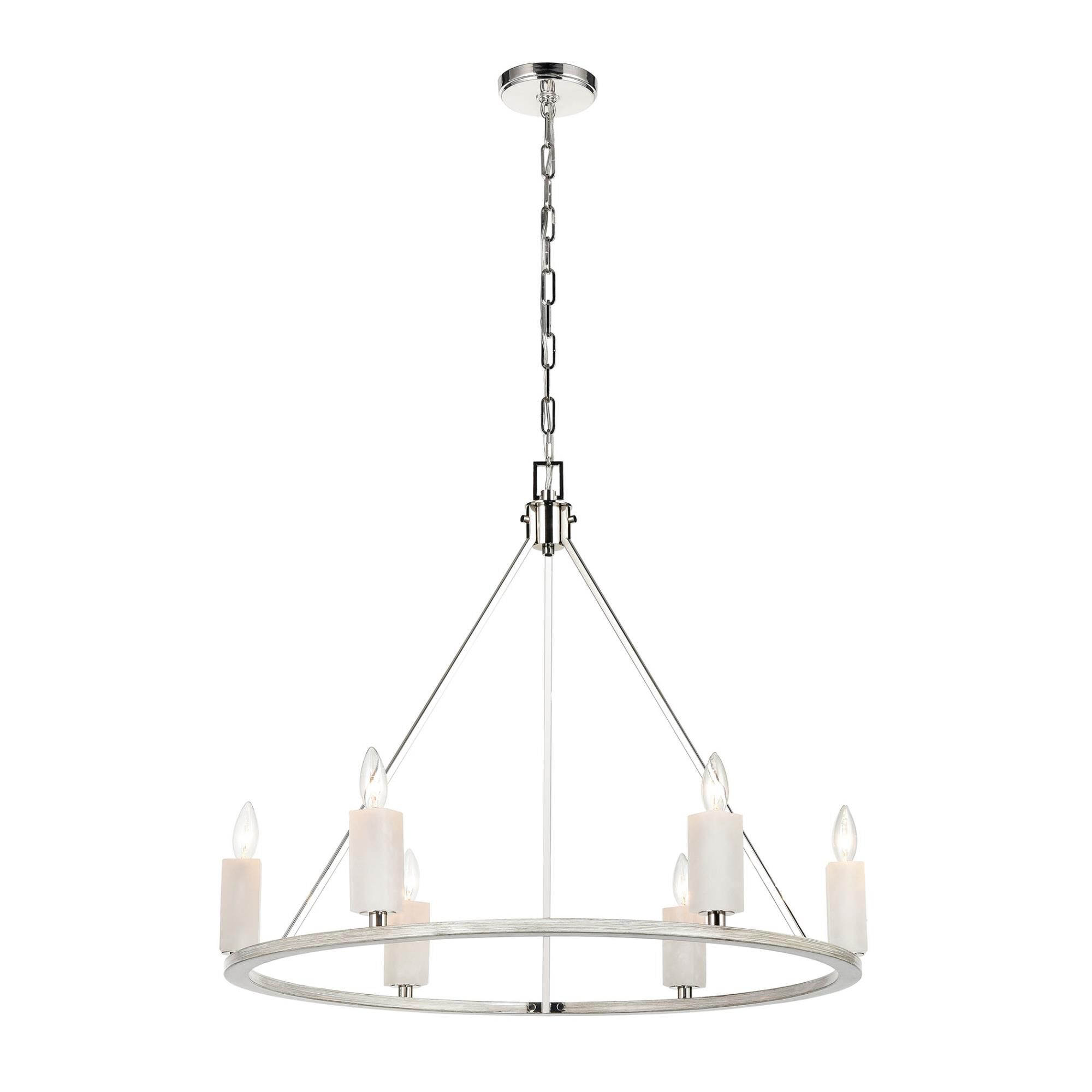 White Stone 30 Inch 6 Light Chandelier by ELK Lighting