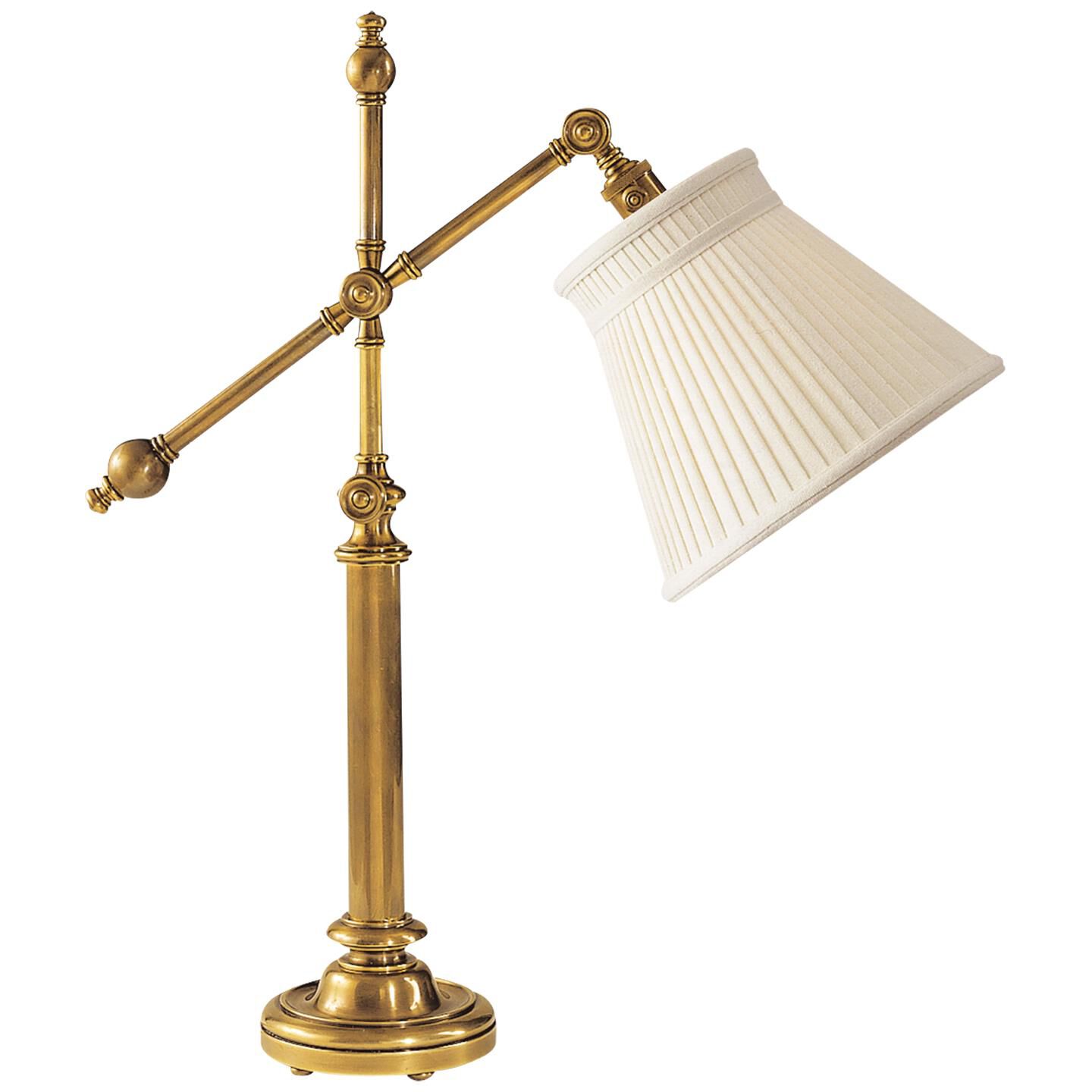 Shown in Antique-Burnished Brass finish and Linen Collar shade 