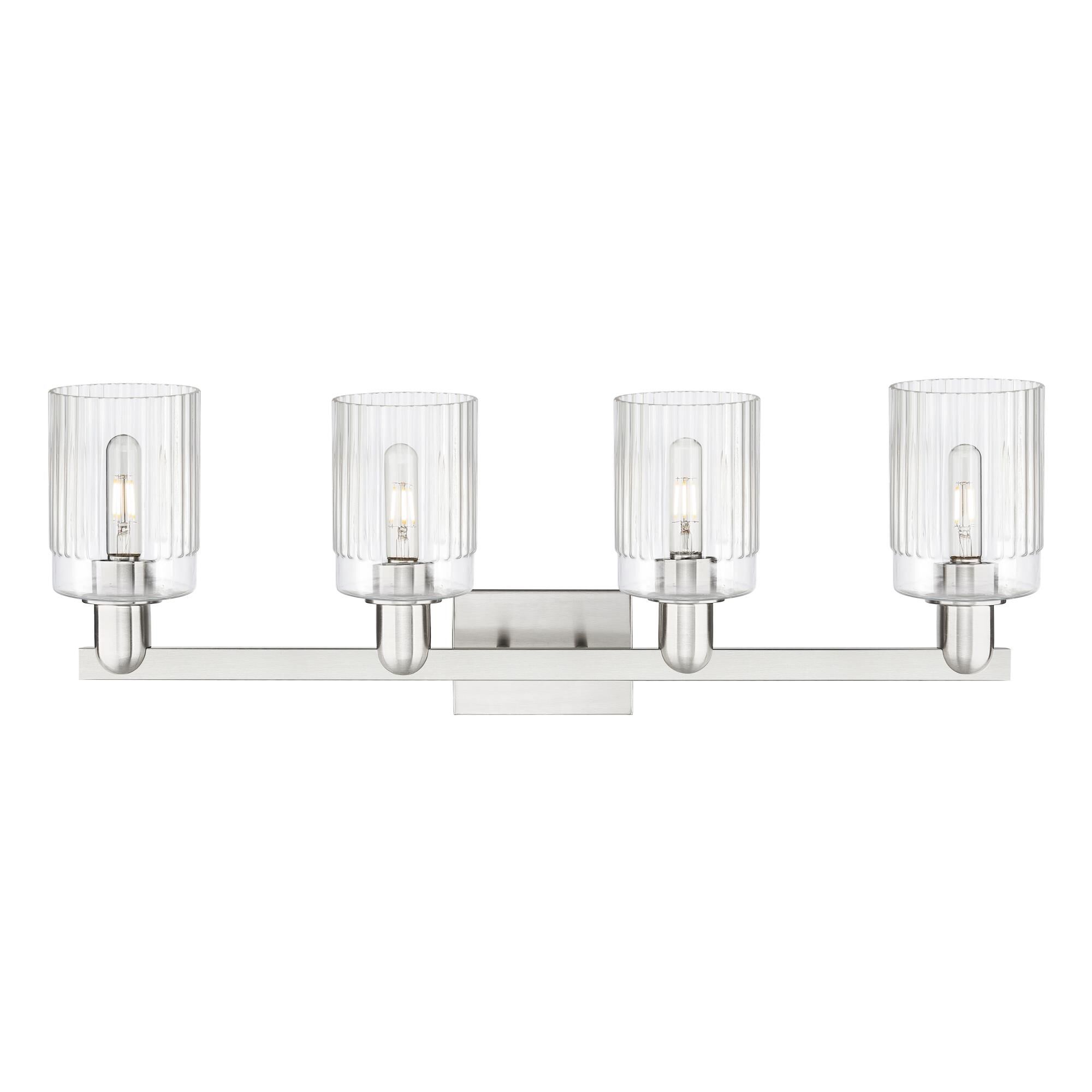 Shown in Brushed Satin Nickel finish and Clear glass