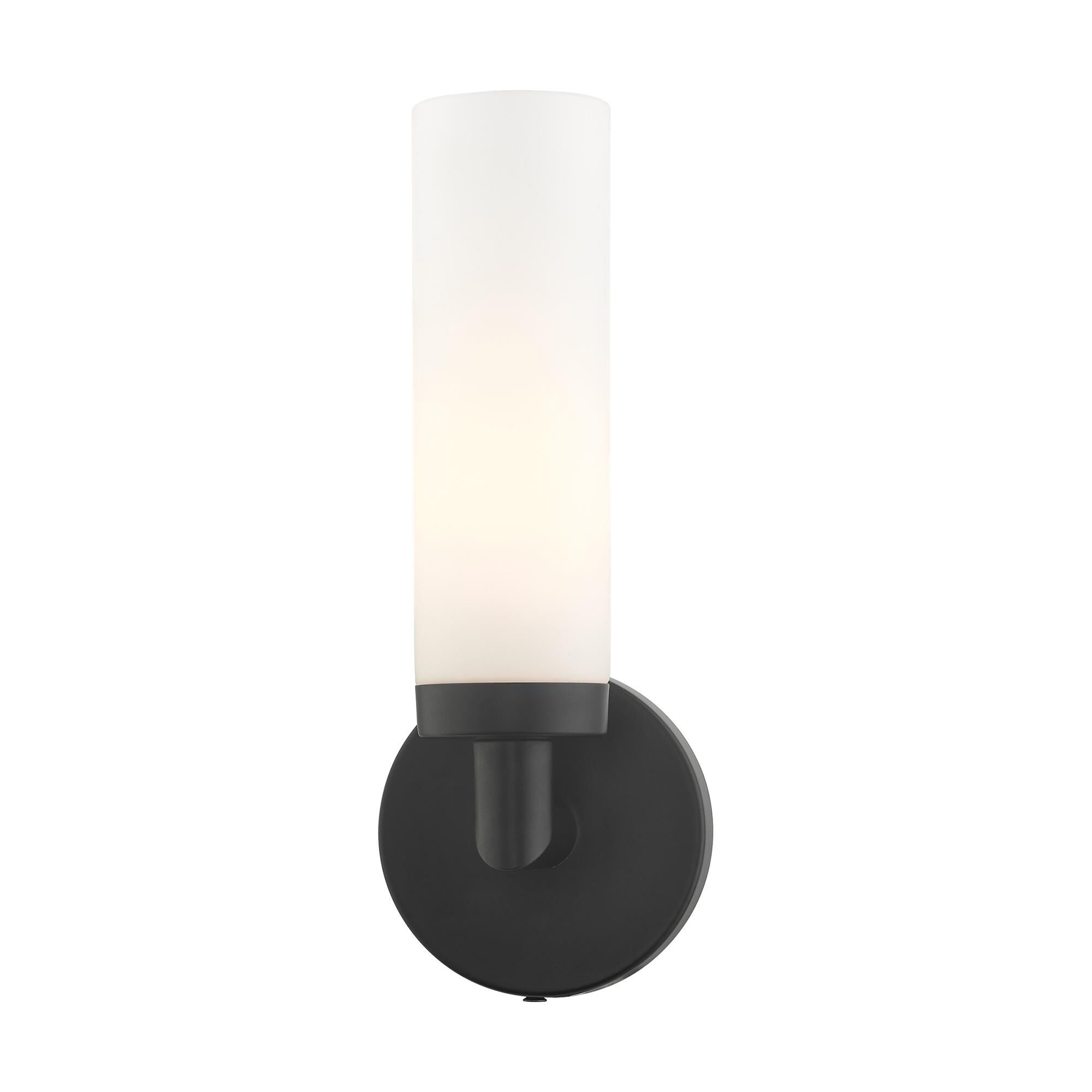 Shown in Black finish and Hand Blown Satin Opal White glass and Hand Blown Satin Opal White Glass shade