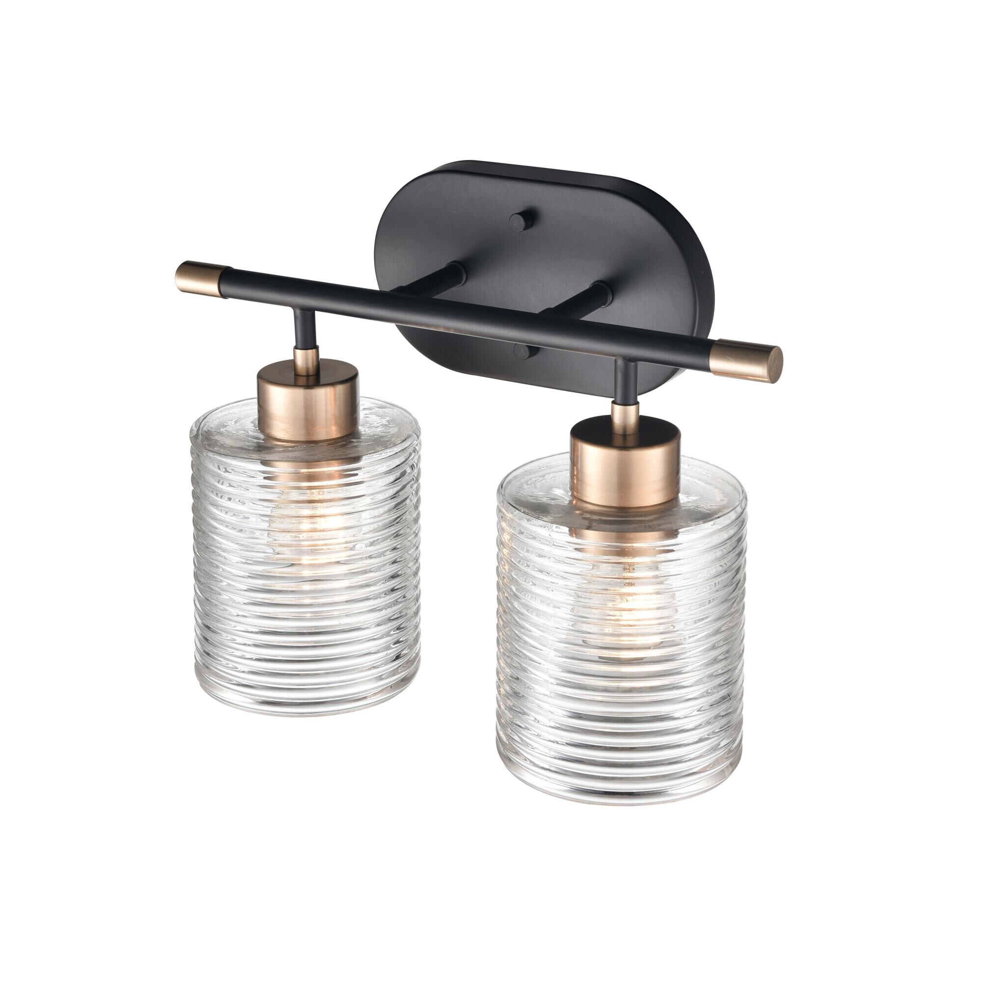 Shown in Matte Black Modern Gold finish and Clear Ribbed glass