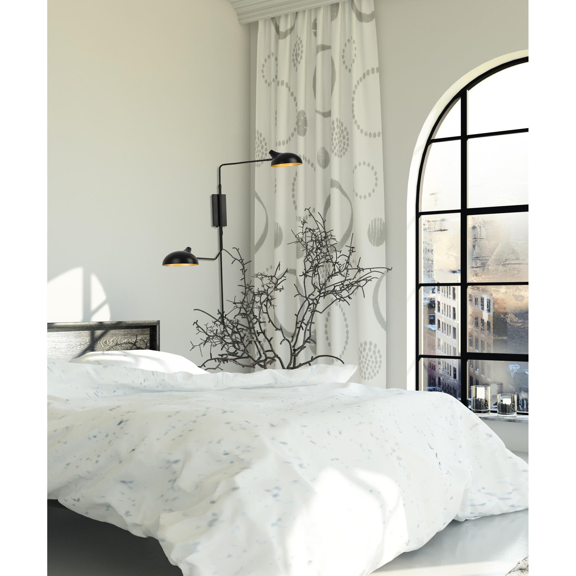 Shown in Matte Black finish and Matte Black Outer and Gold Inner Steel shade