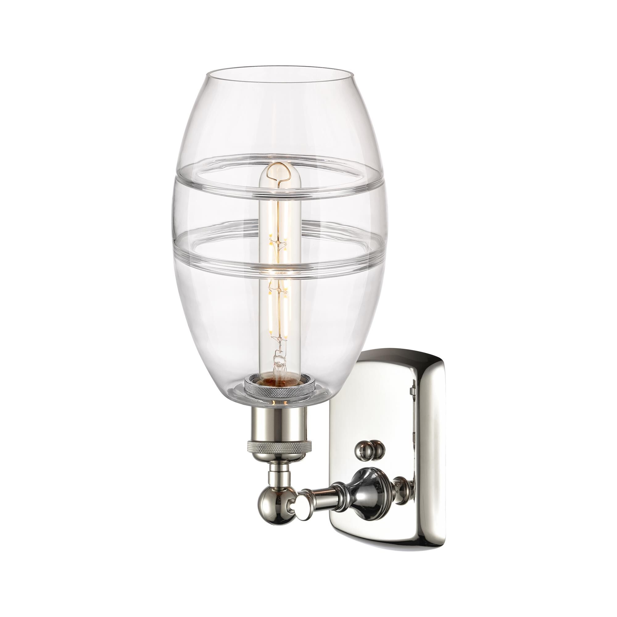 Shown in Polished Nickel finish and Clear glass