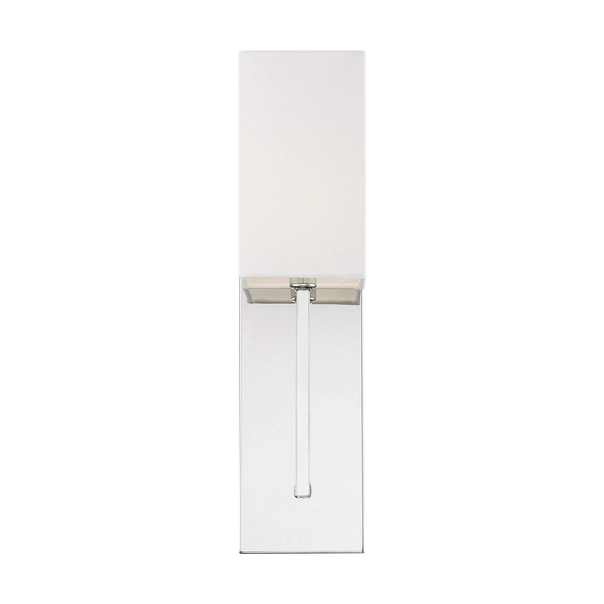 Shown in Polished Nickel finish and White Linen shade