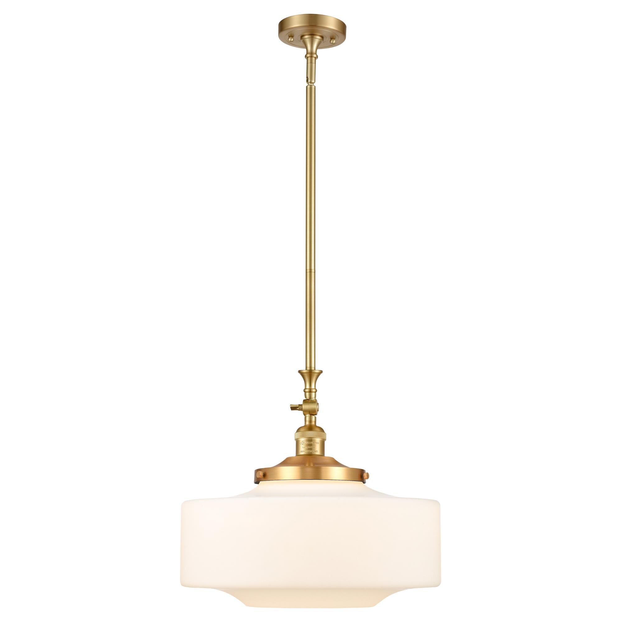 Shown in Satin Gold finish and Matte White Cased Large Bridgeton glass