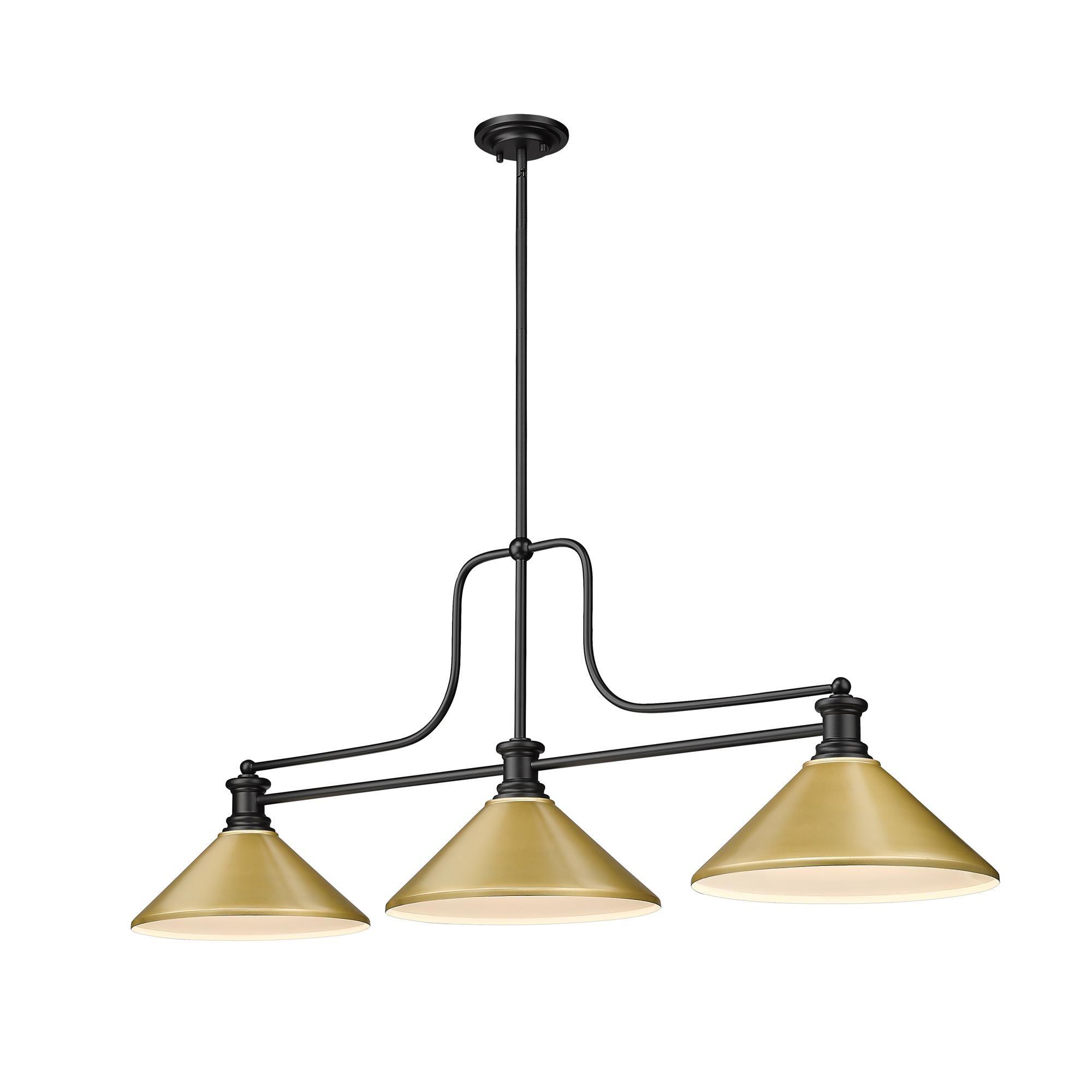 Shown in Matte Black finish and Satin Gold shade