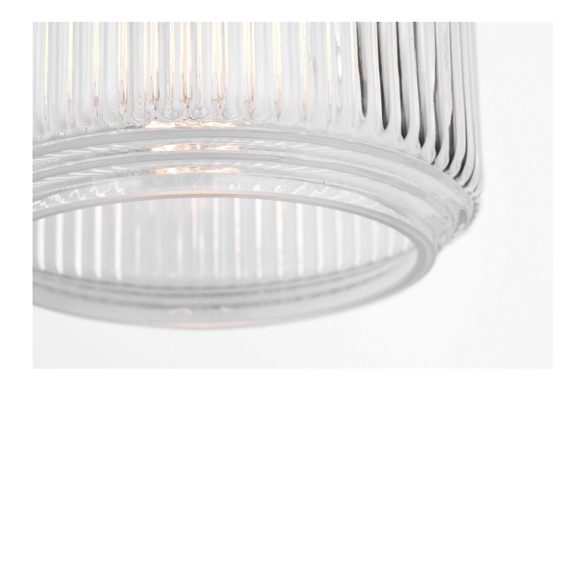 Shown in Polished Nickel finish and Clear Ribbed glass