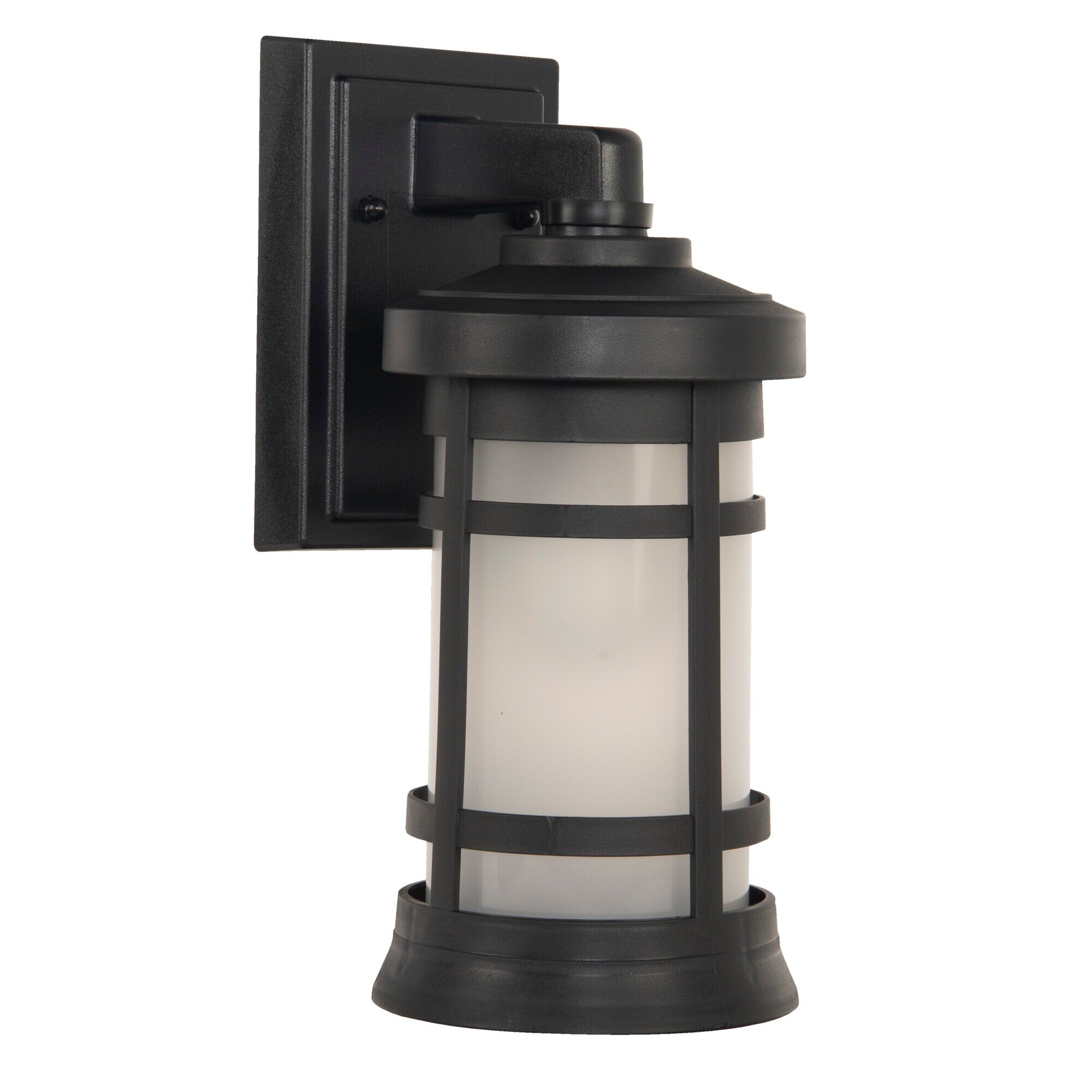 Shown in Textured Matte Black finish and Frosted glass and Polycarbonate shade