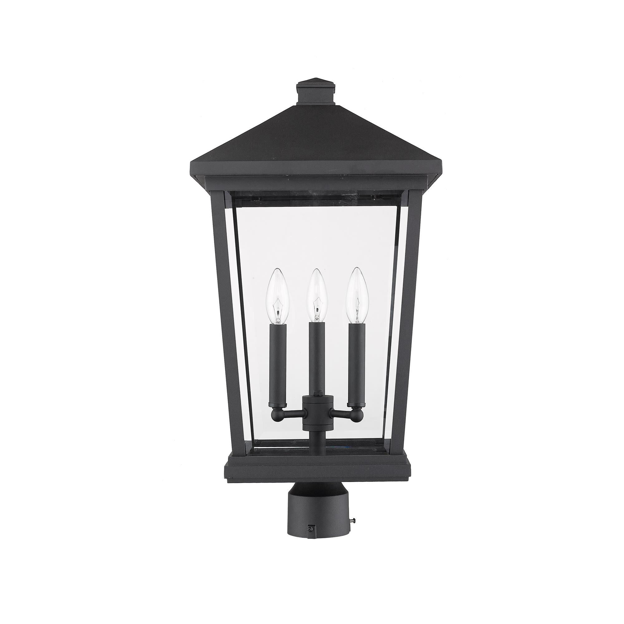 Shown in Black finish and Glass shade