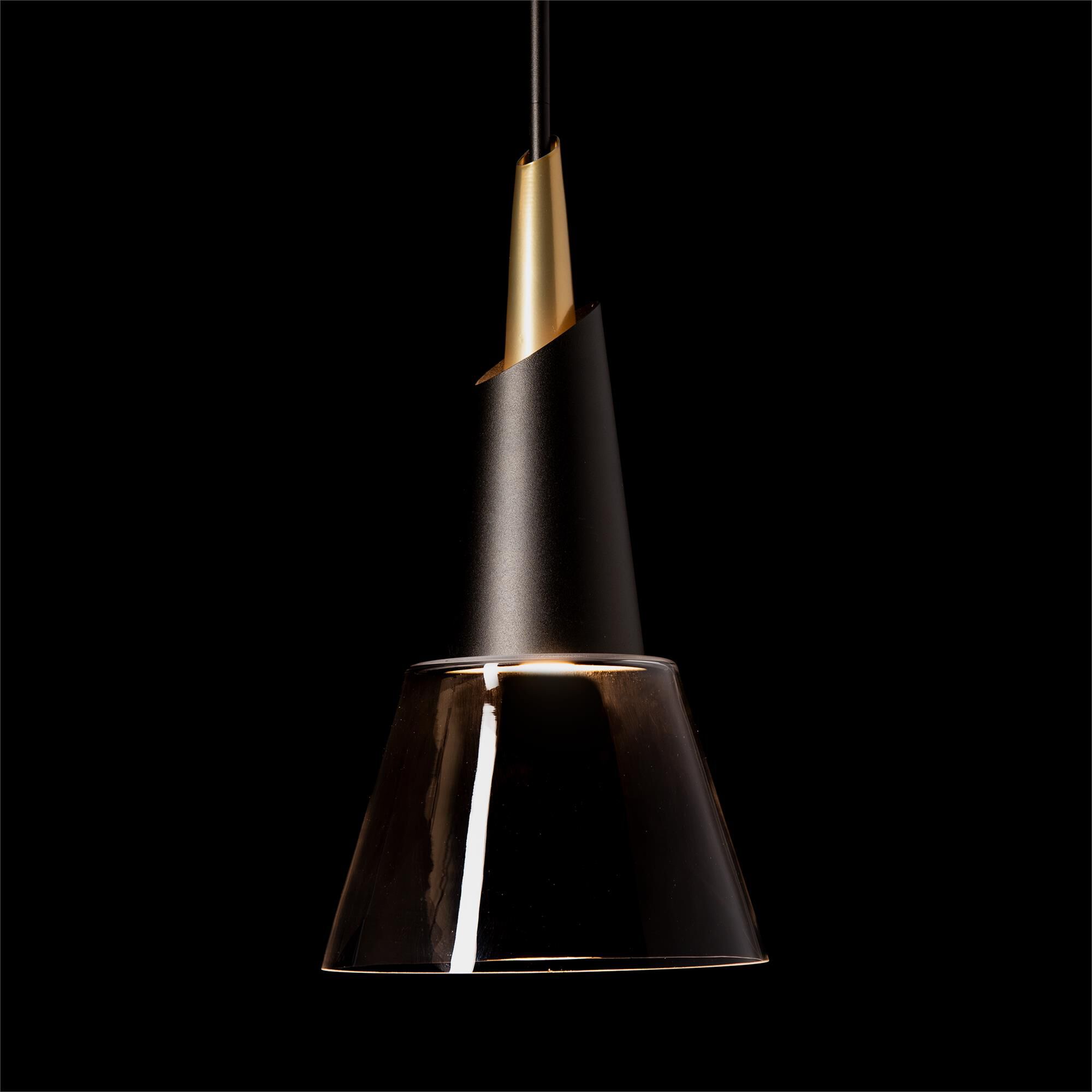 Shown in Oil Rubbed Bronze finish and Clear glass and Modern Brass accent