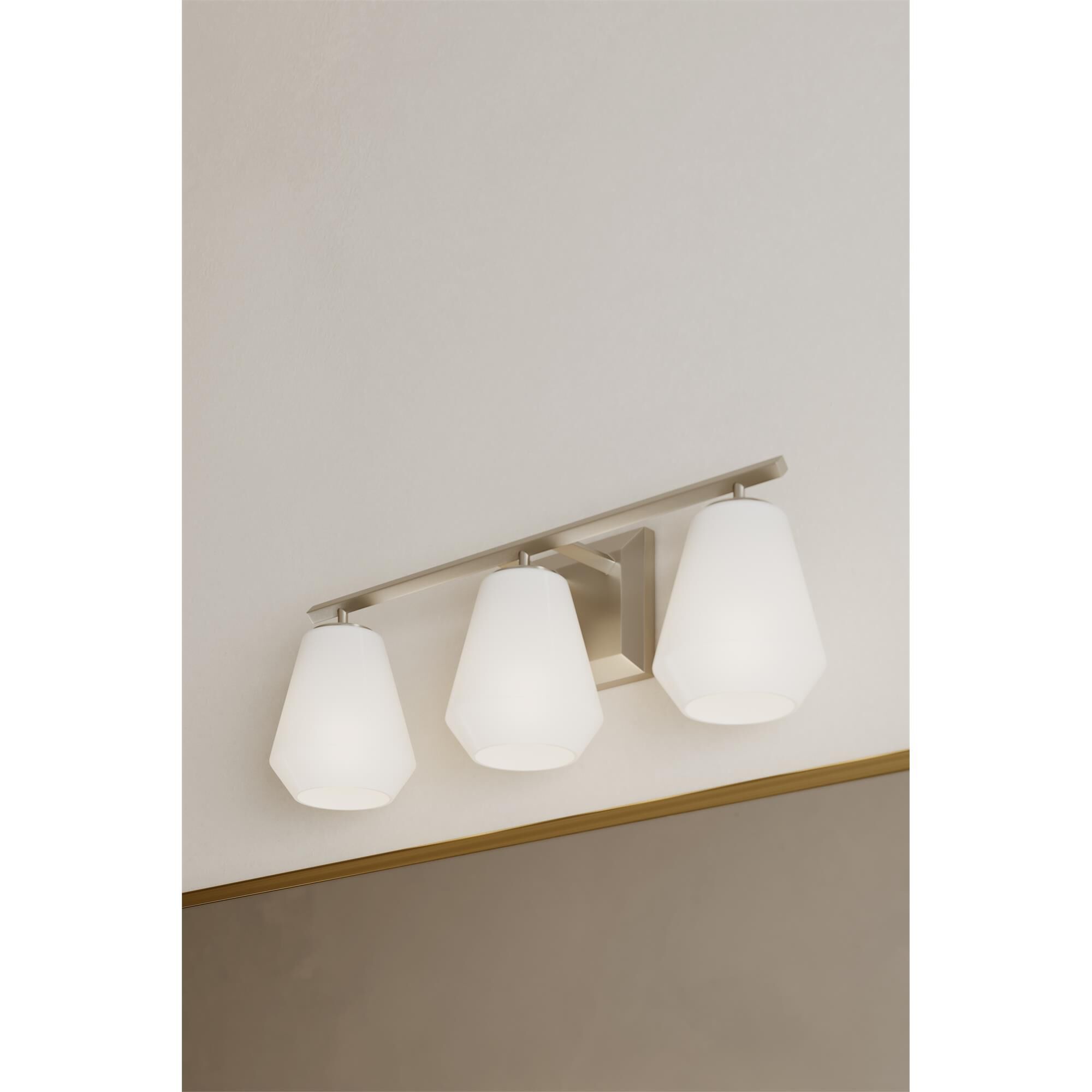 Shown in Brushed Nickel finish and Alabaster glass