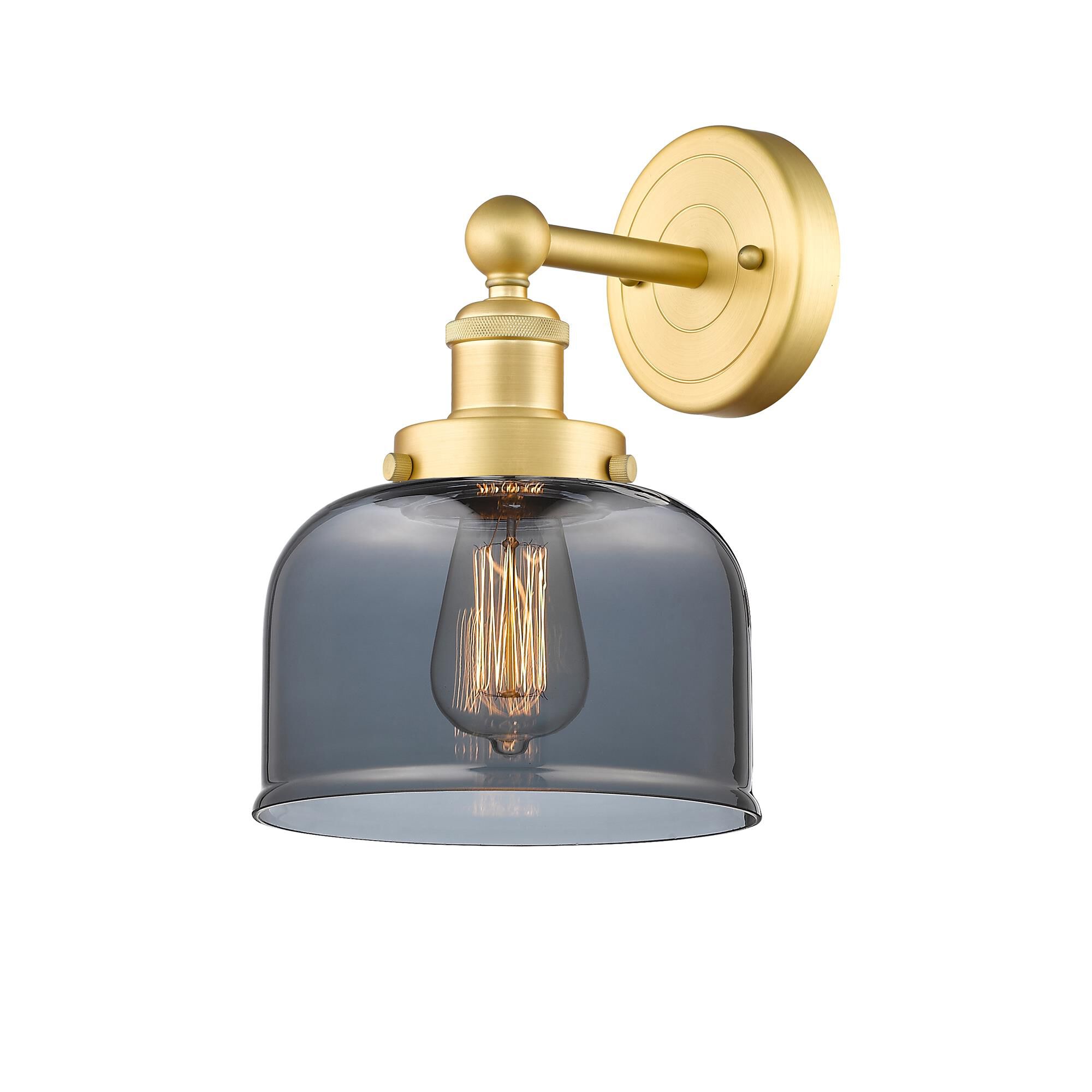 Shown in Satin Gold finish and Plated Smoke glass