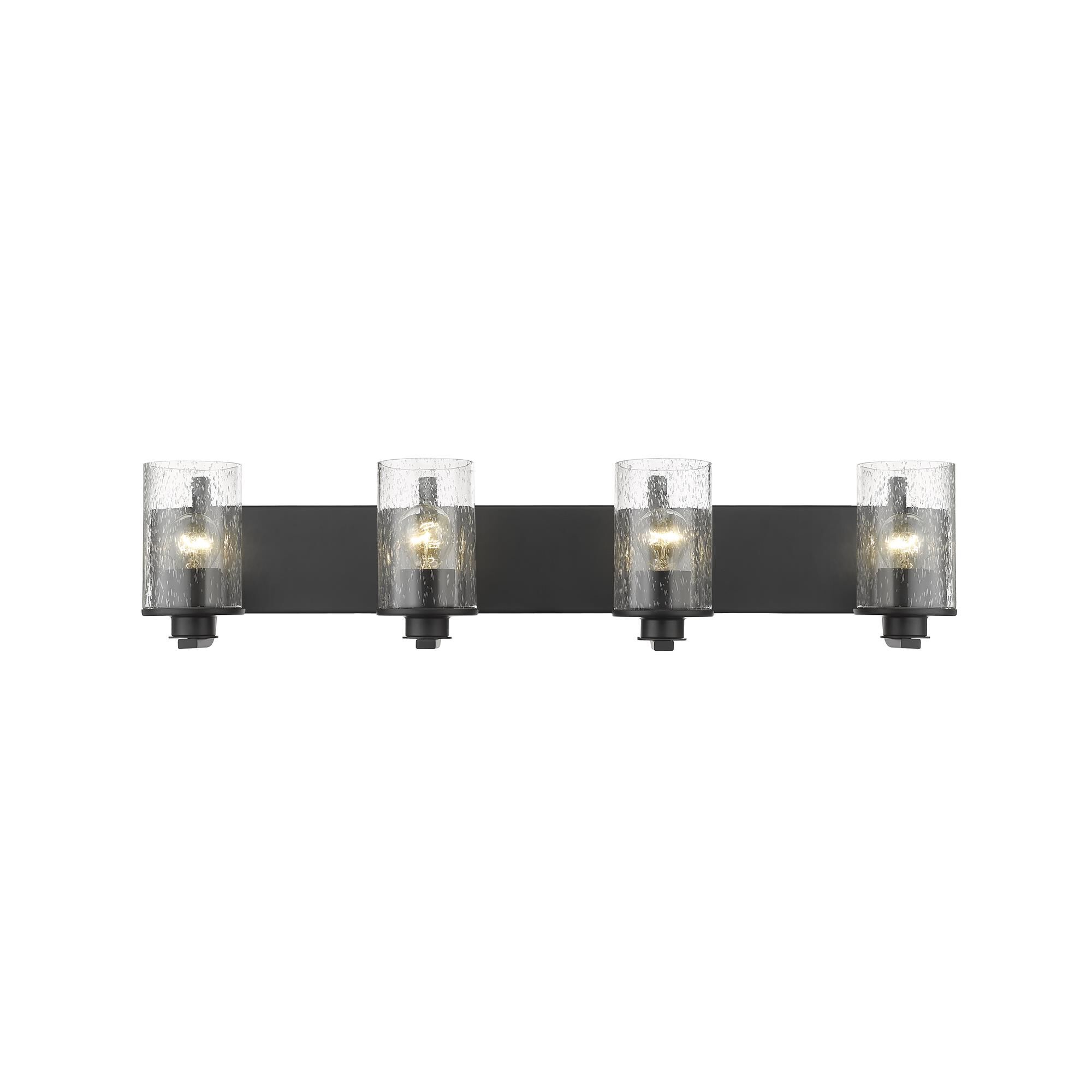 Shown in Matte Black finish and Glass shade