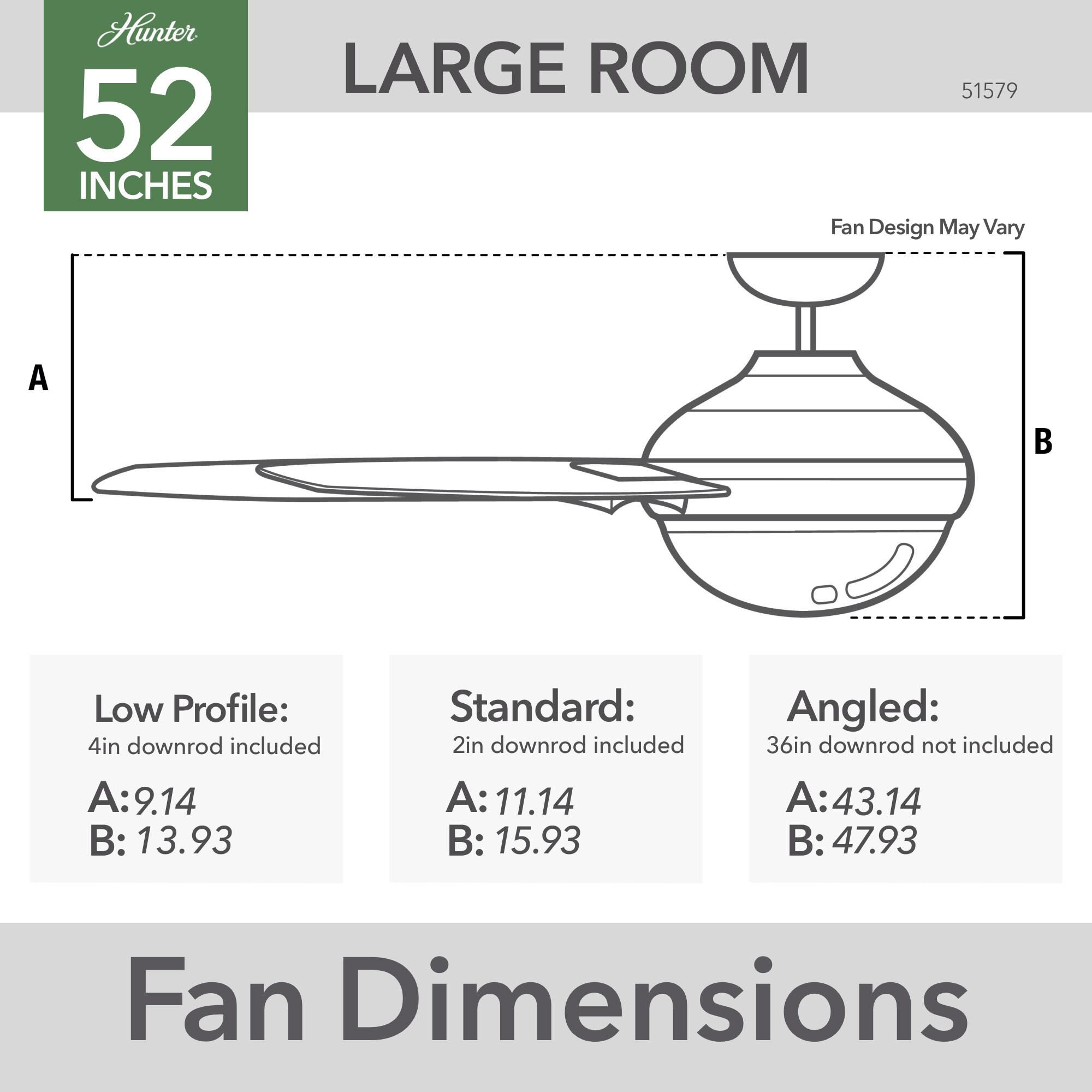 Hampshire 52 Inch Ceiling Fan with Light Kit by Hunter Fan