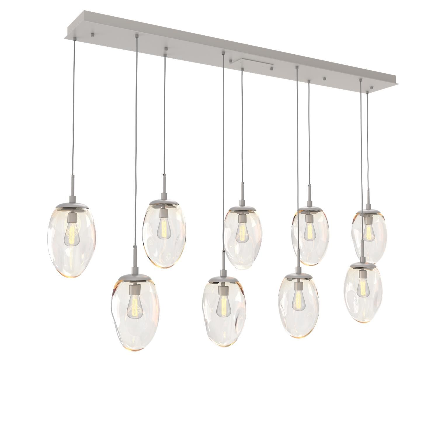 Shown in Metallic Beige Silver finish and Blown Amber glass