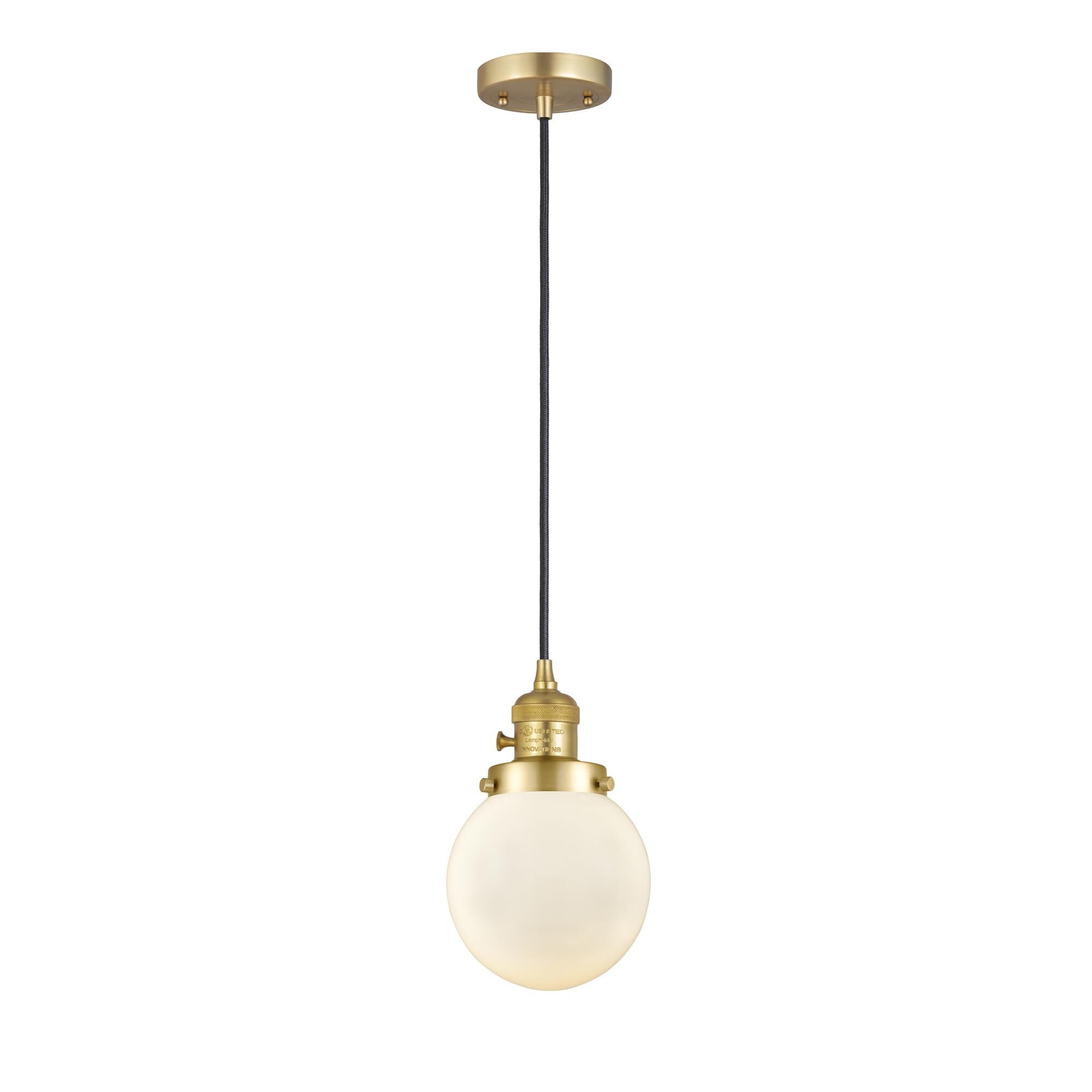 Shown in Satin Gold finish and Matte White glass