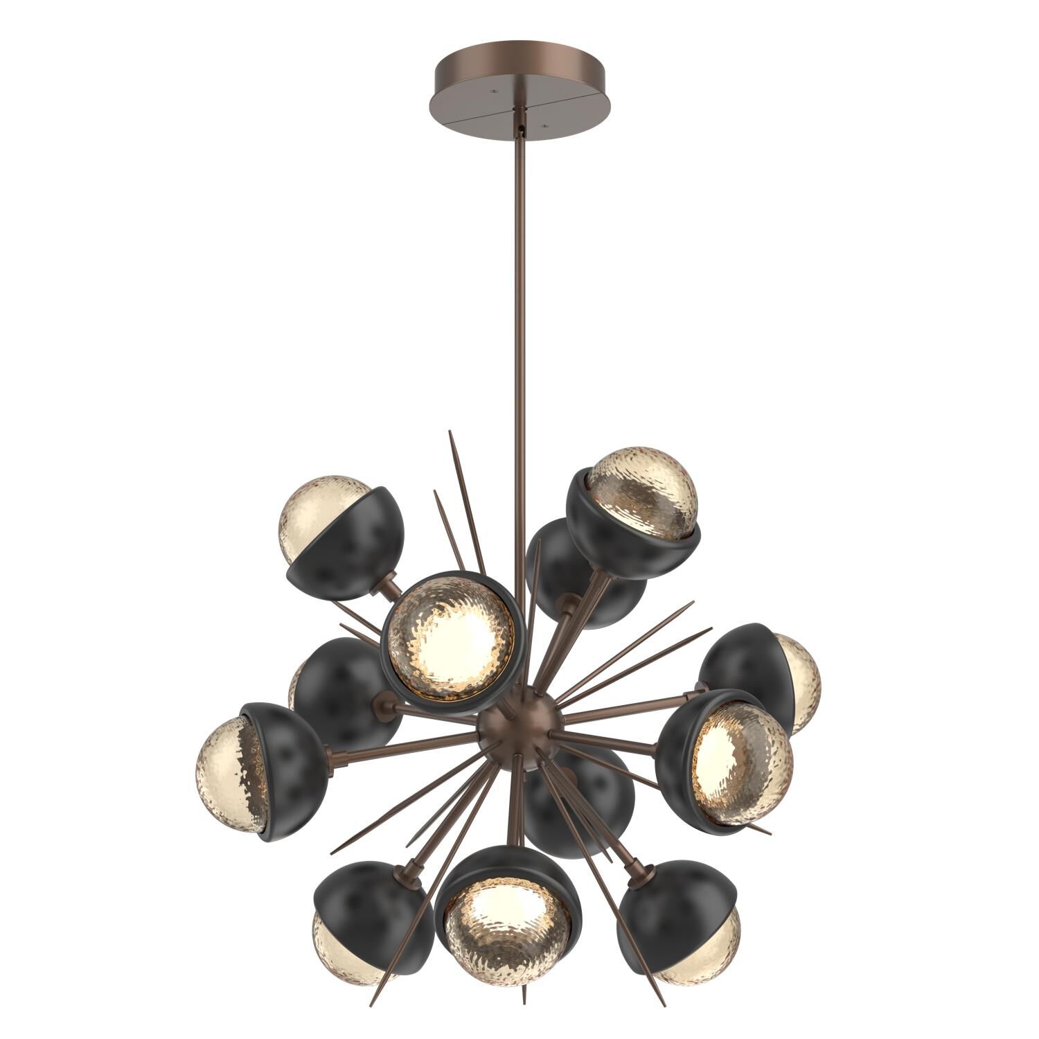Shown in Burnished Bronze finish and Amber glass and Matte Black accent