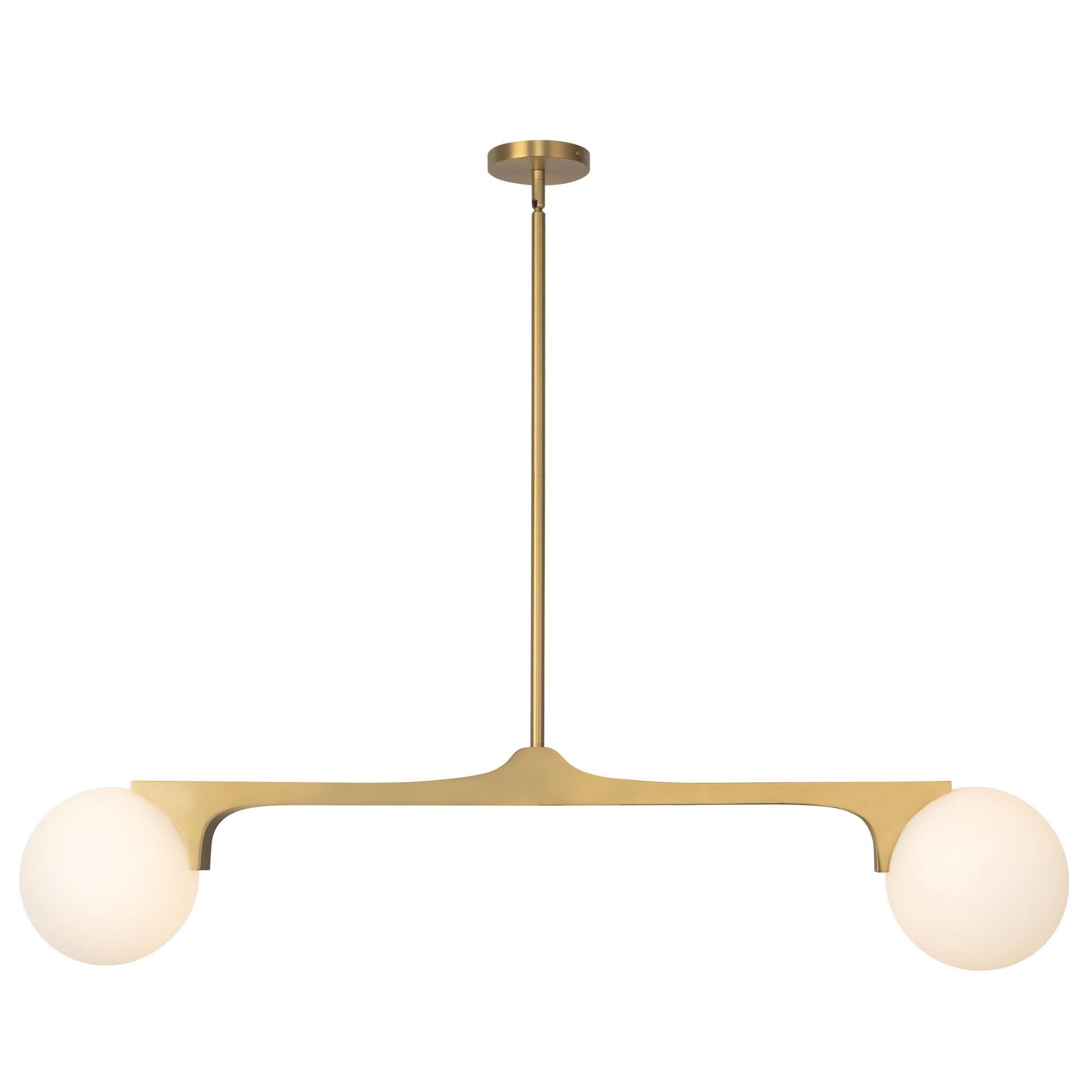 Shown in Brushed Gold finish and Matte Opal glass