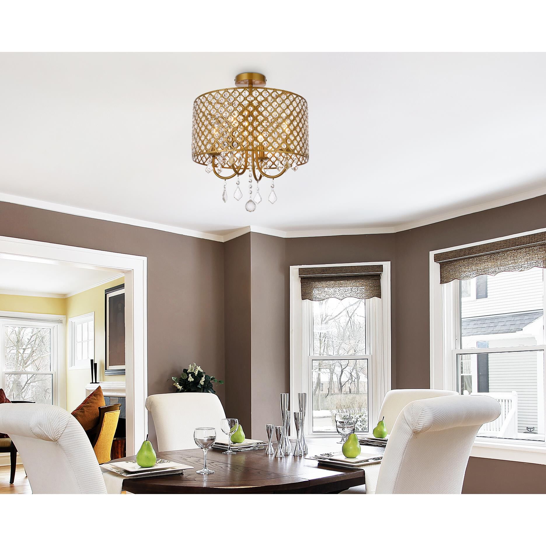 Elise 17 Inch 4 Light Semi Flush Mount by Elegant Lighting