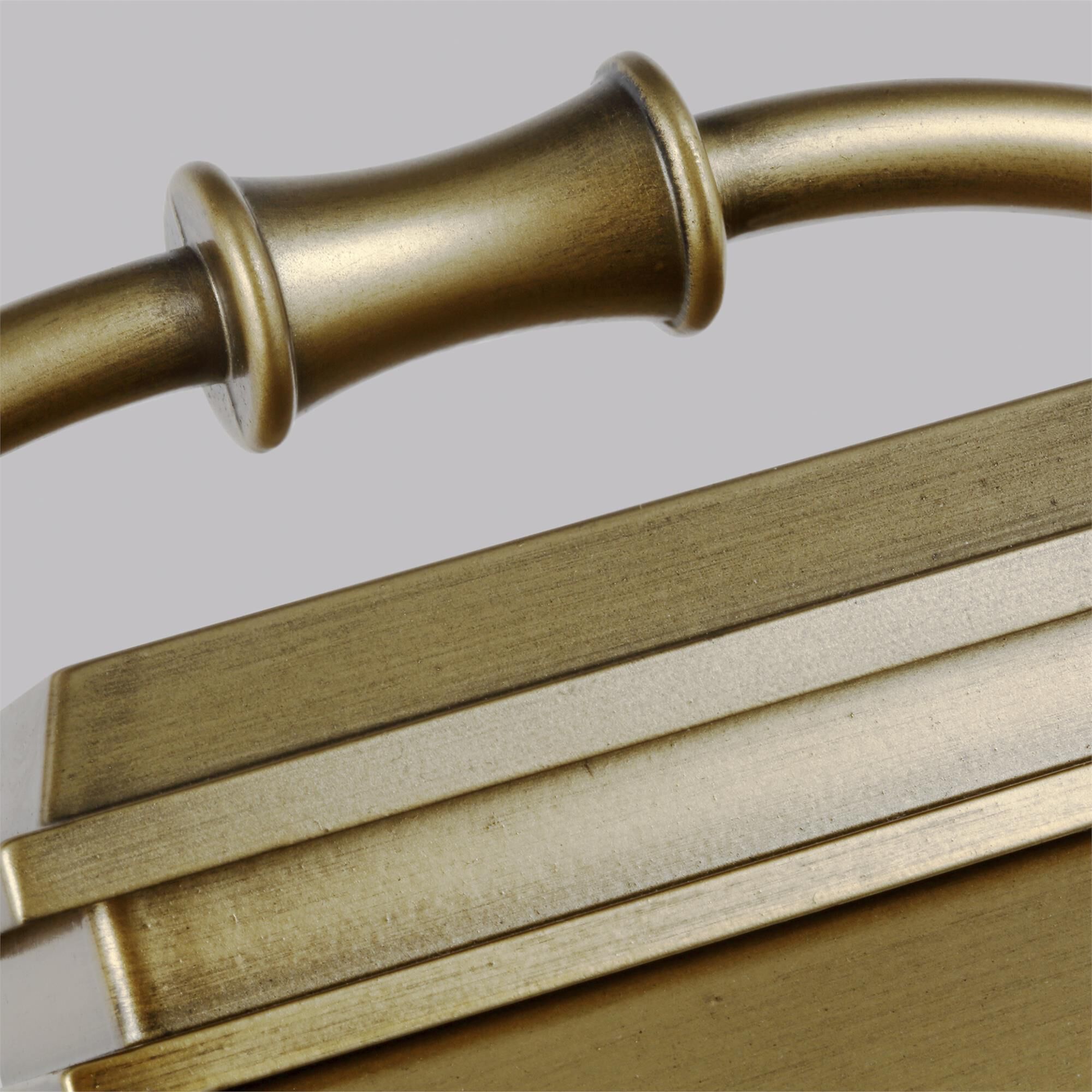Shown in Painted Distressed Brass finish and Clear Panels glass