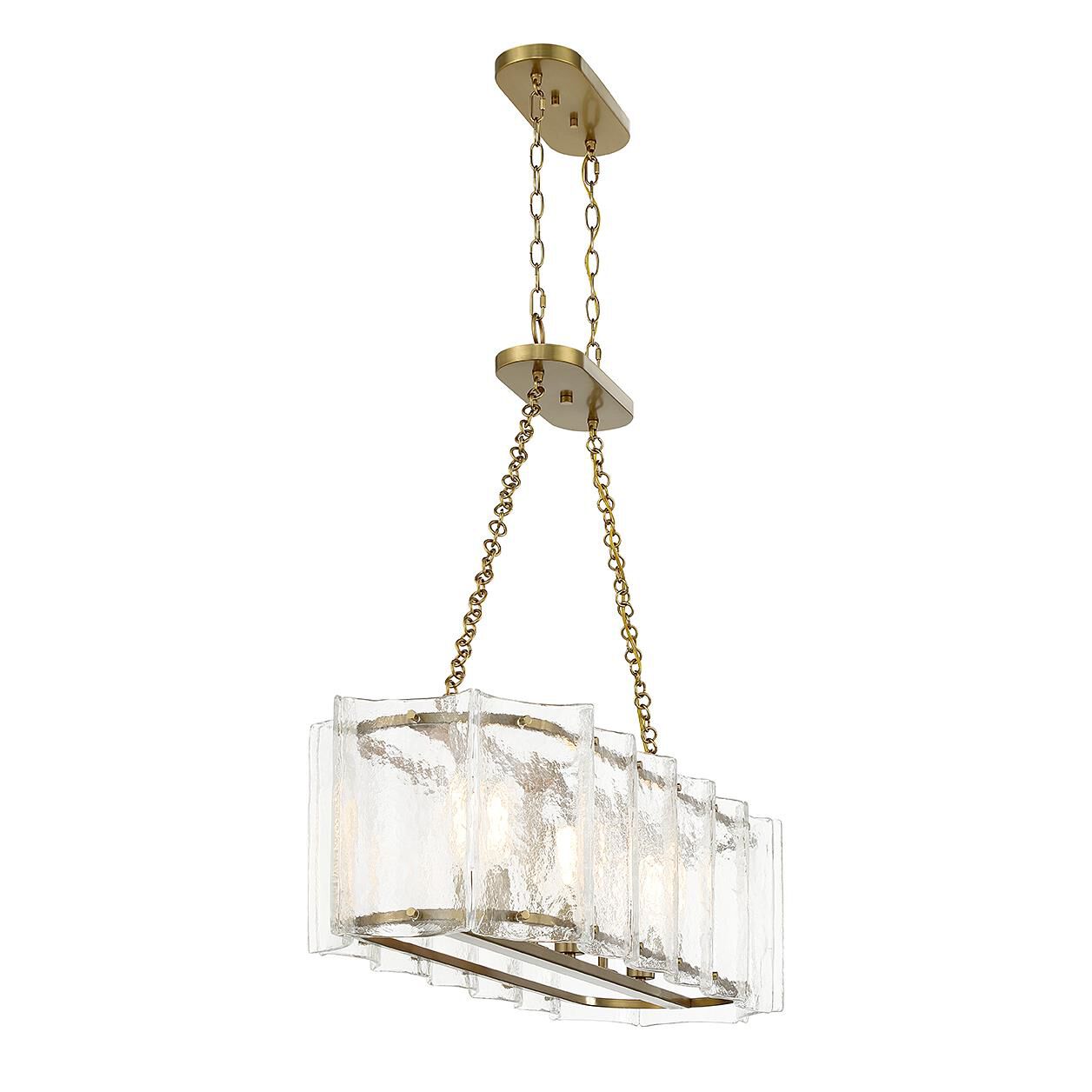 Shown in Warm Brass finish and Clear Water Piastra glass