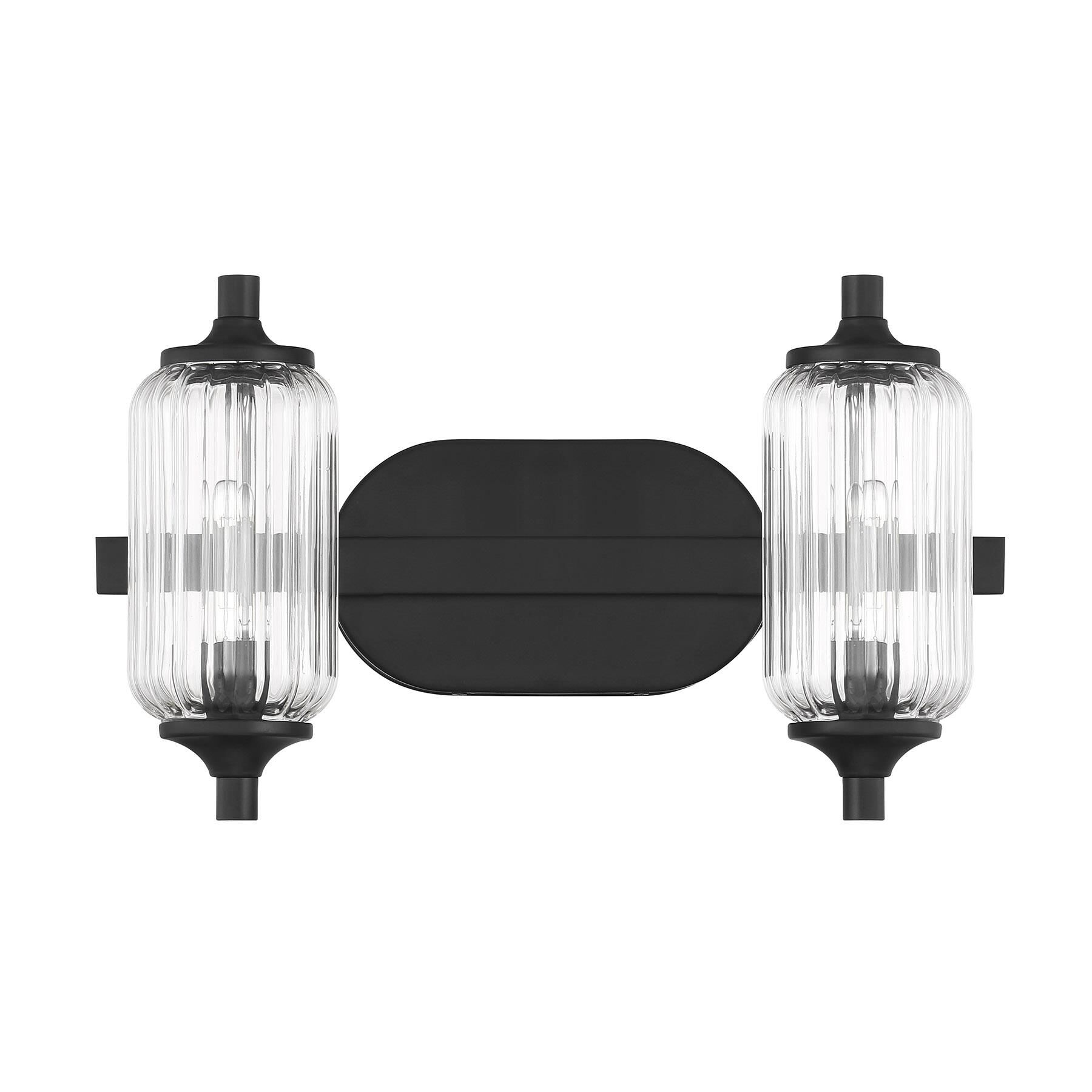 Shown in Matte Black finish and Clear Ribbed glass