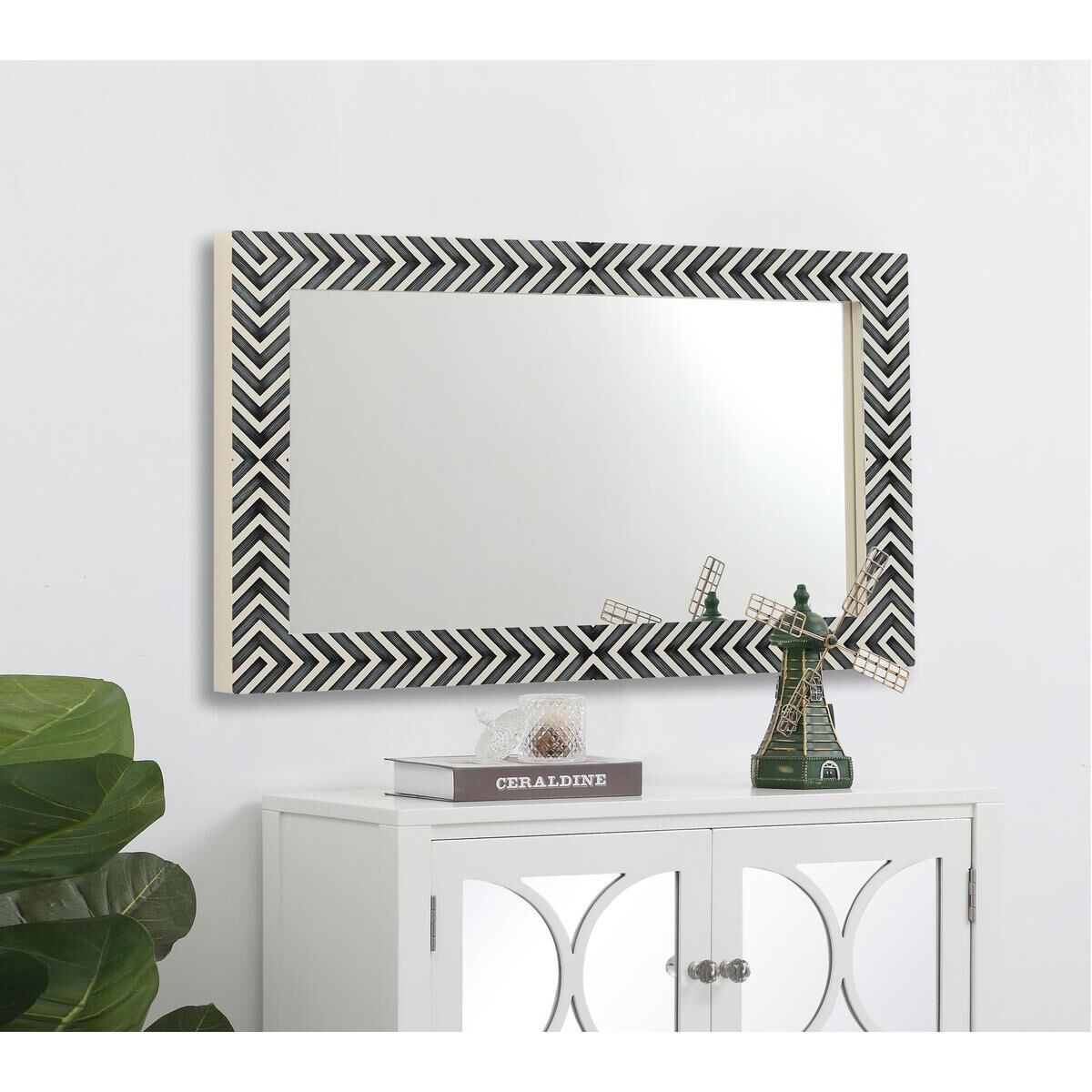 Rectangular mirror 36x22 inch in chevron Wall Mirror by Elegant Decor