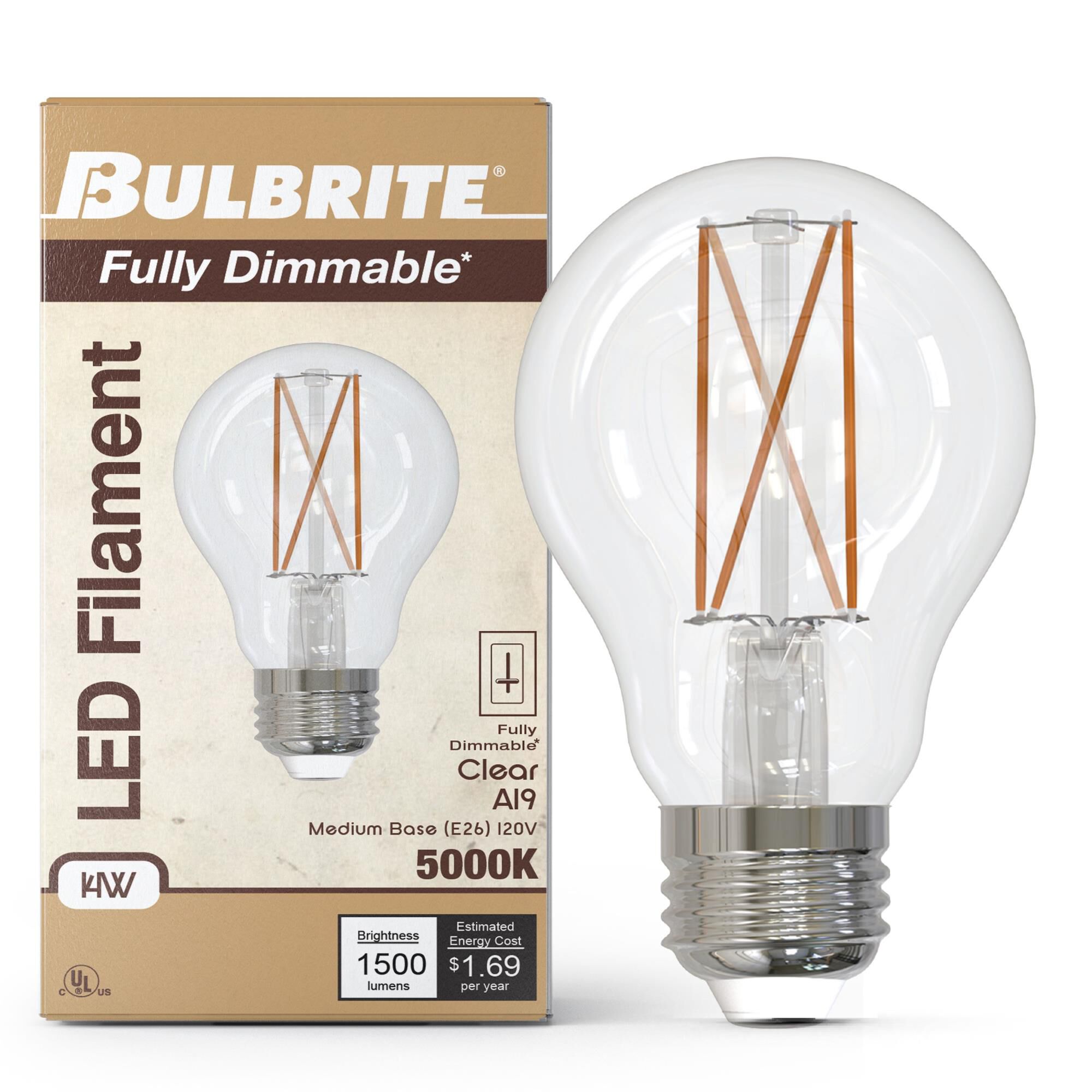 Clear A19 Base E26 5000K LED Light Bulb by Bulbrite