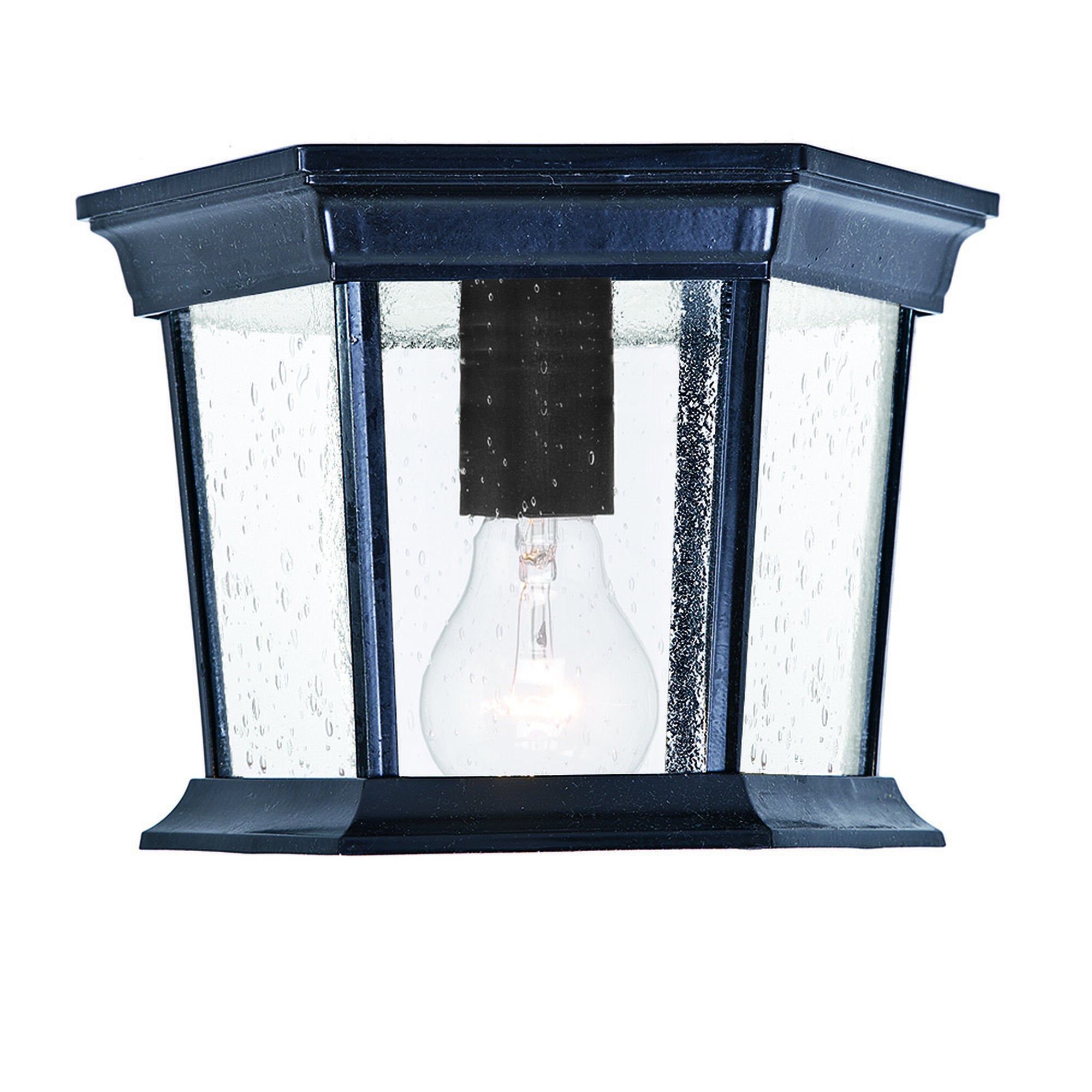 Shown in Matte Black finish and Clear glass and Clear Seeded Glass Panes shade
