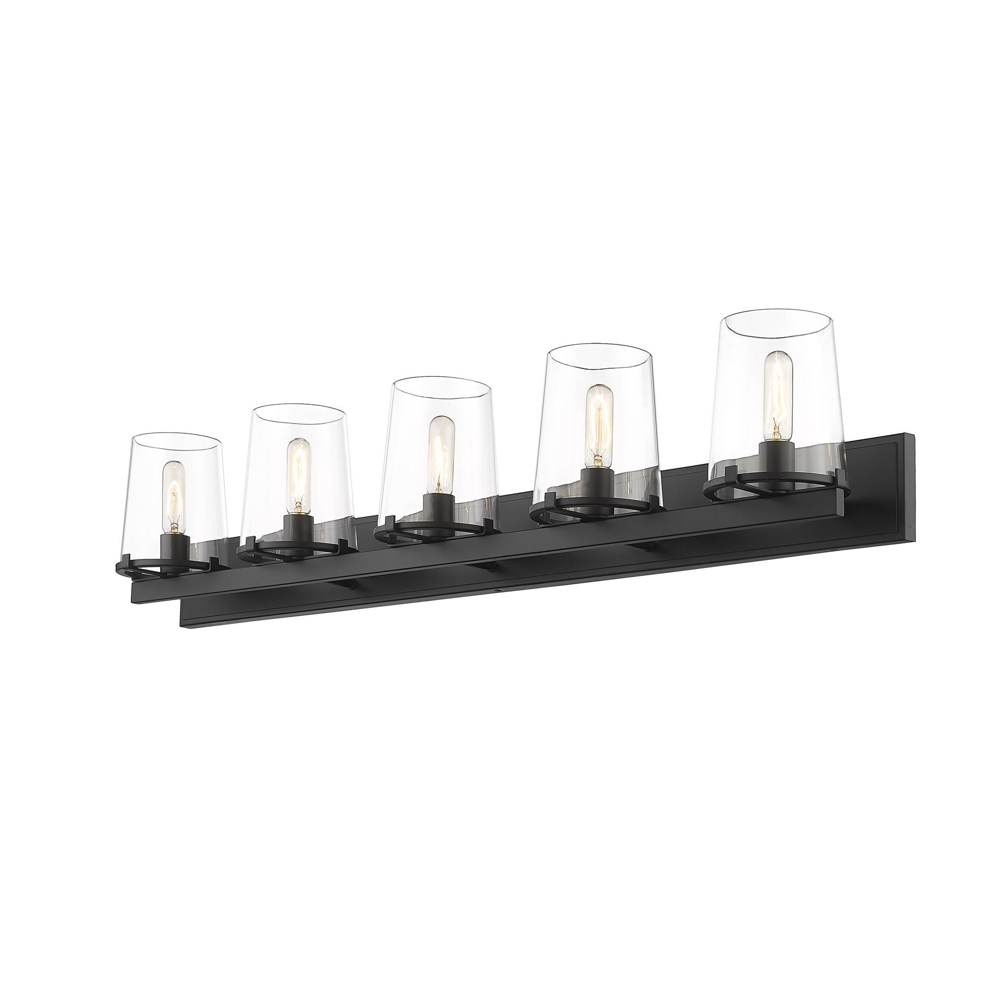 Shown in Matte Black finish and Glass shade
